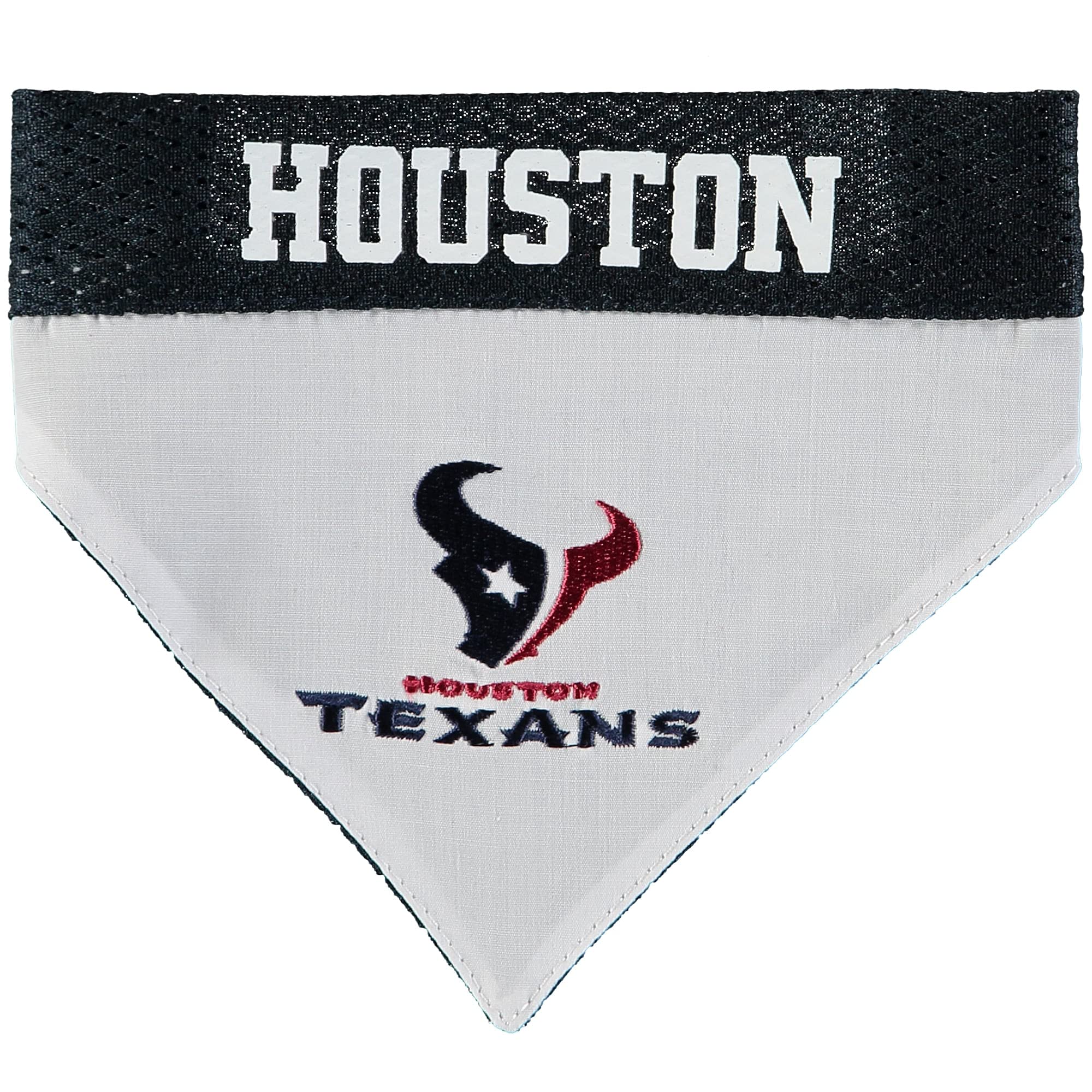 NFL DOG BANDANA - HOUSTON TEXANS REVERSIBLE PET BANDANA. 2 Sided Sports Bandana with a PREMIUM Embroidery TEAM LOGO, Large/X-Lar
