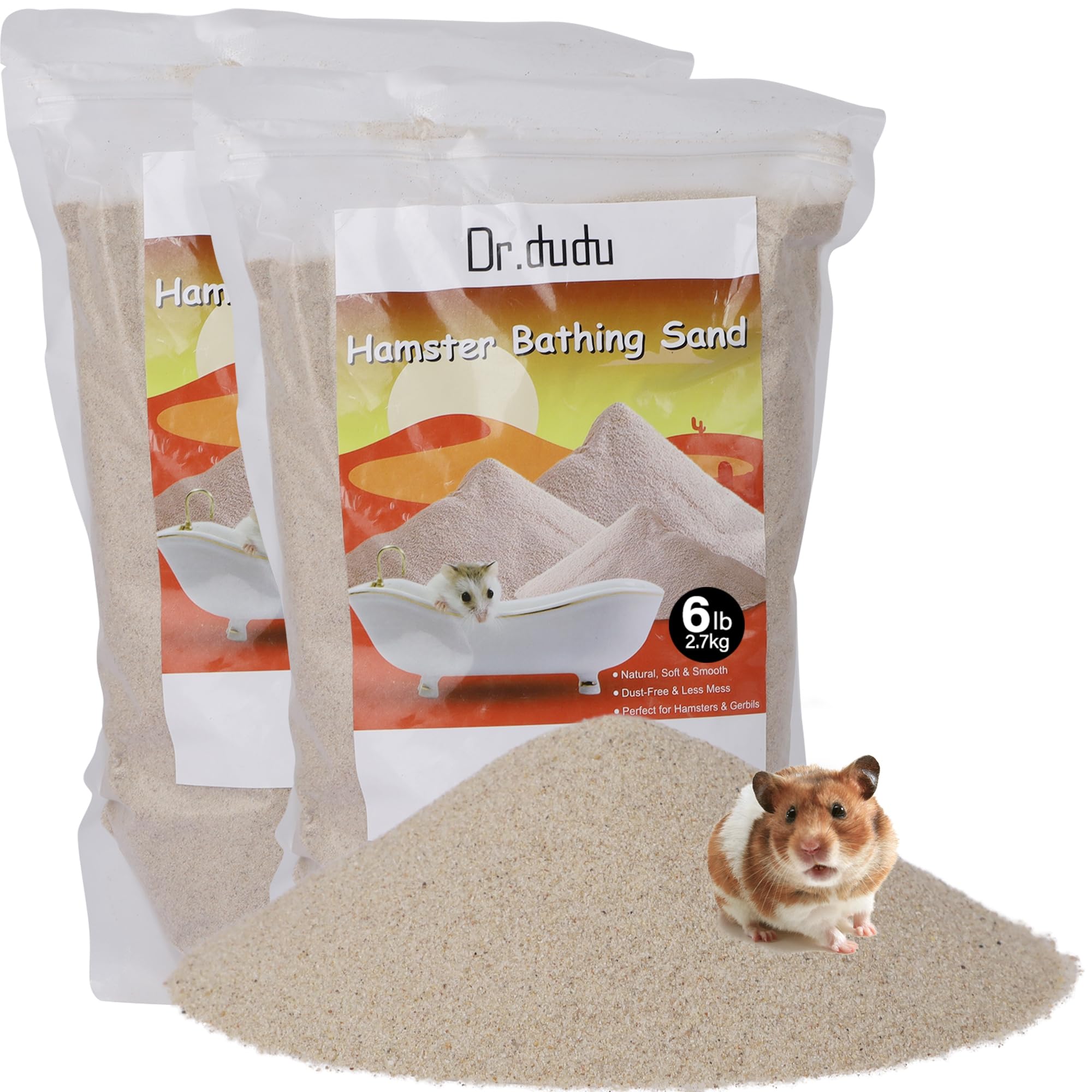 Dr.Dudu Hamster Bath Sand, 12Lb Dust Free Desert Sand Or Potty Litter Sand For Hamster Chinchillas Gerbil Syrian Mice Small Anim
