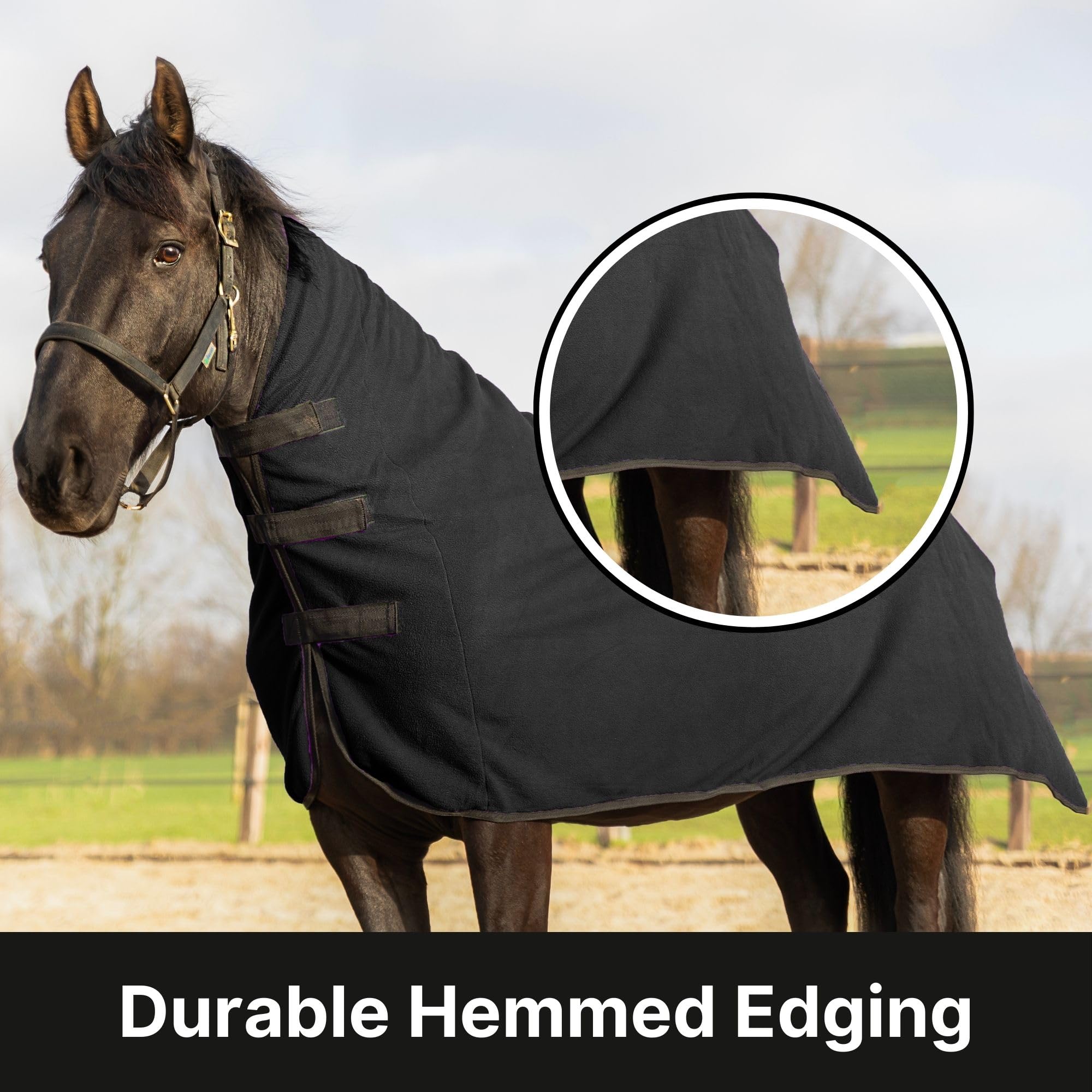 Resistance Long Lasting & Warm Soft Fleece Contour Cooler For Horse (X-Large (80''-82''), Black)