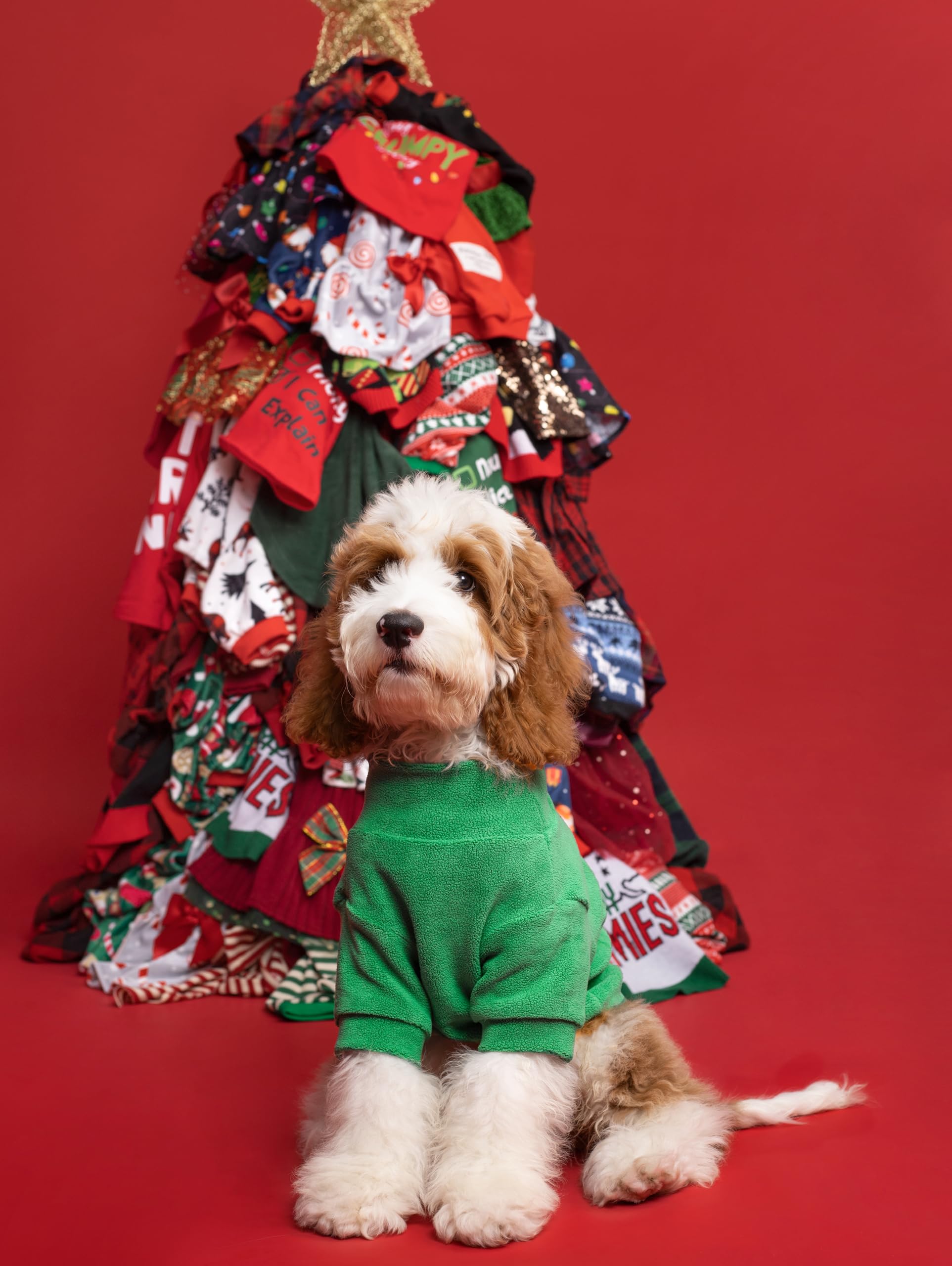 Fitwarm 3 Pack Classic Fleece Dog Sweater, Christmas Dog Winter Clothes For Small Dogs Boy Girl, Holiday Pet Apparel, Burgundy Red, Green, Navy Blue, Xxl