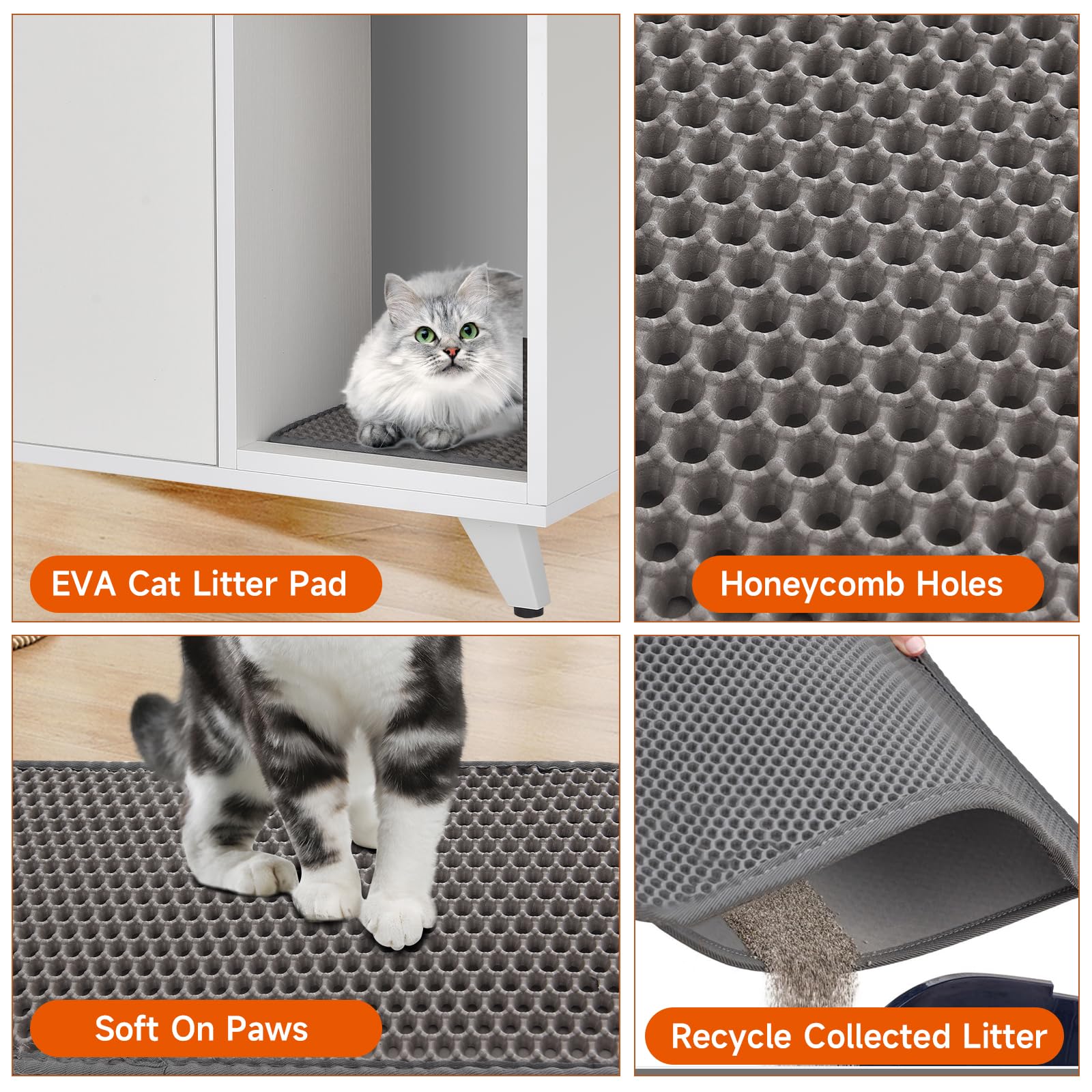 Quicmiou Cat Litter Box Enclosure, Hidden Litter Box Furniture Washroom Storage Cabinet, Modern Cat House With Scratche Pad (Whi