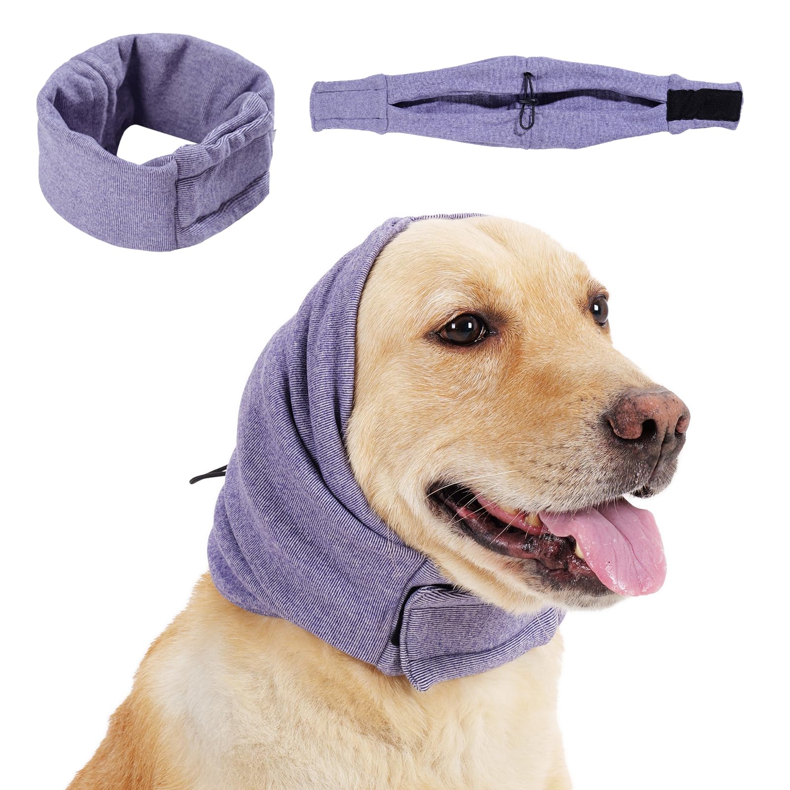 LEOTRAG Dog Calming Hoodie, No Shake Ear Wraps for Dogs, Adjustable Dog Ear Muffs for Noise Protection, Ear Wrap Head Cover for 