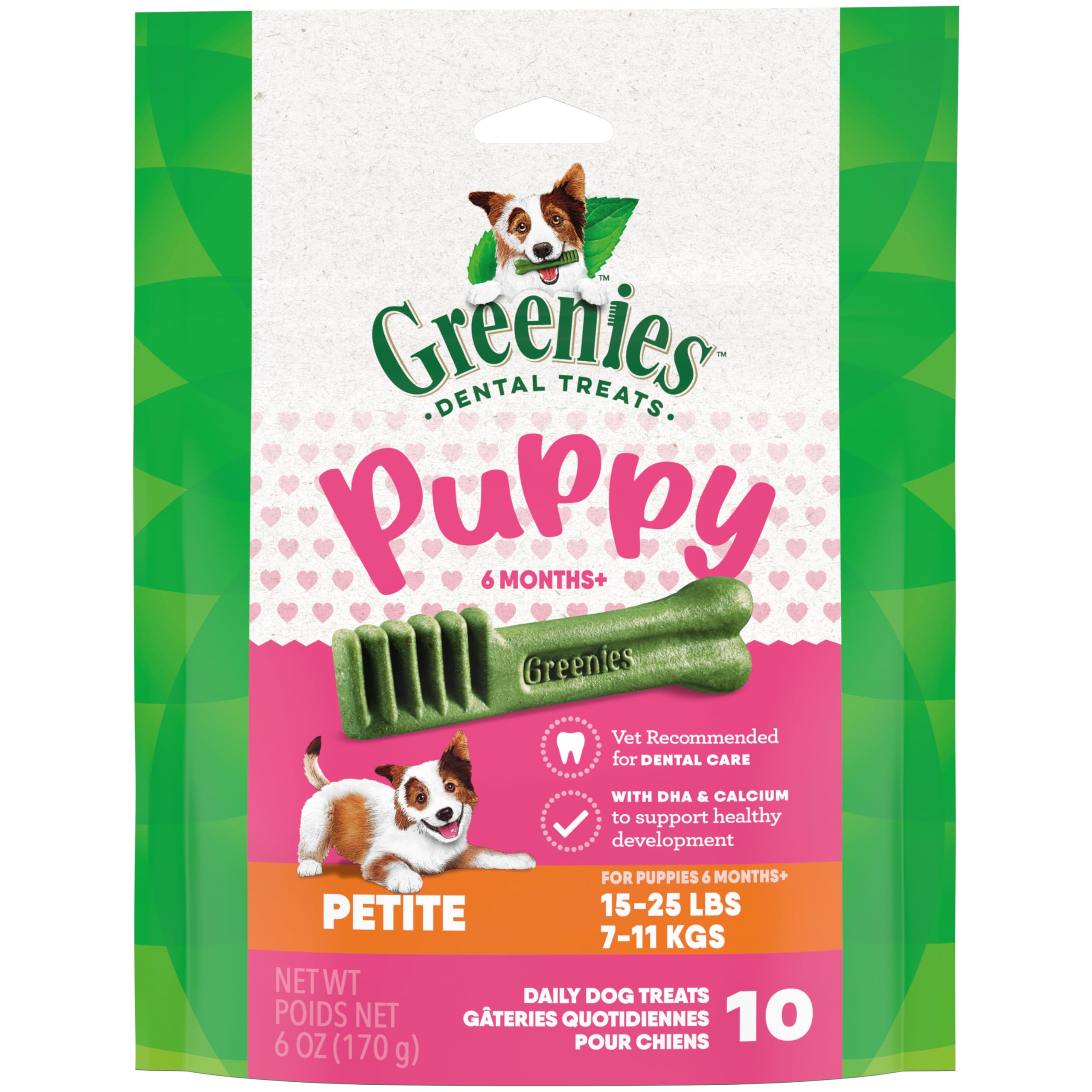 Greenies Puppy Petite Size Dental Dog Treats, 6 oz. Pack (10 Treats)