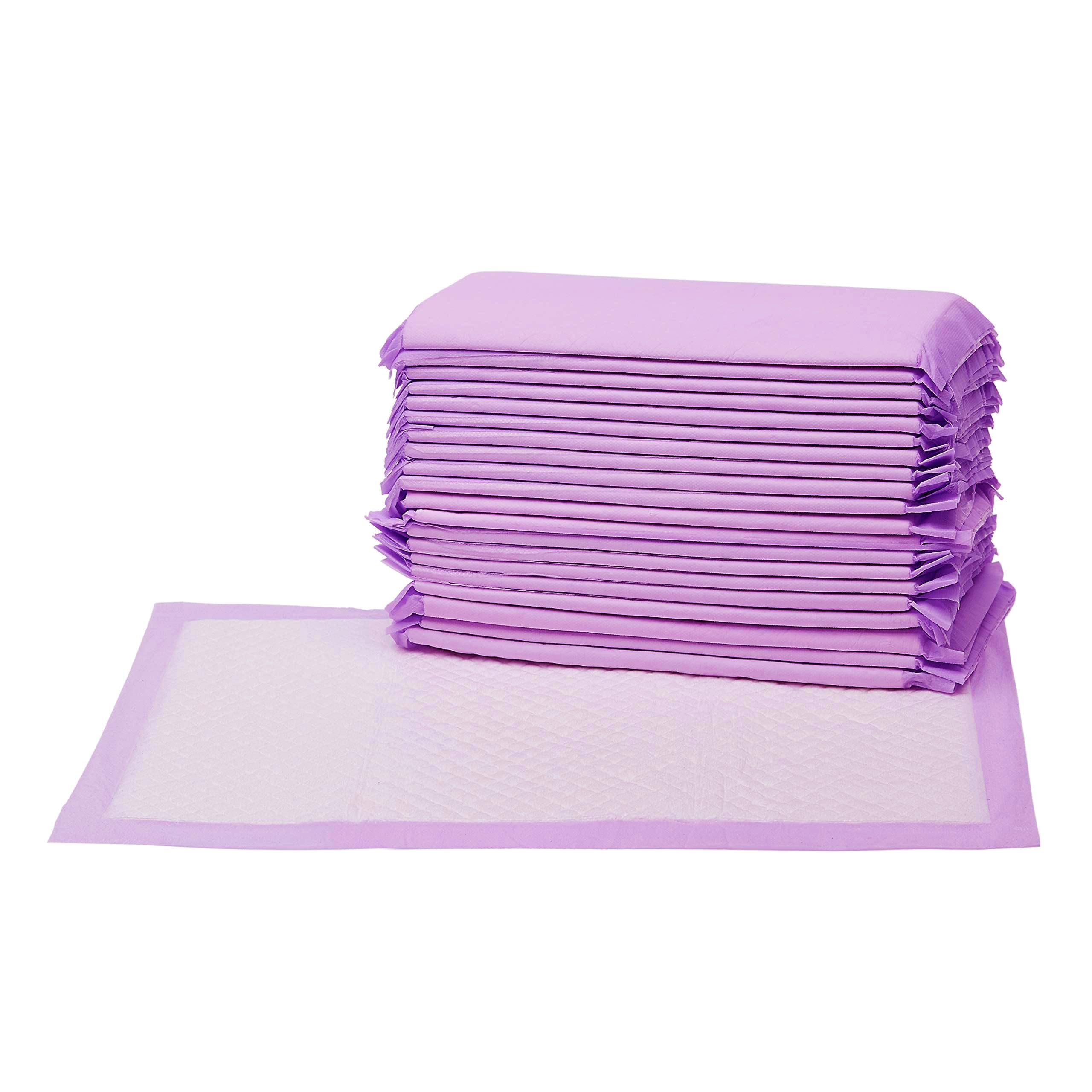 Amazon Basics Cat Litters Pee Pads, 20 Count, Universal Fit For Litter Box, Odor Control With Lemon Scent, Purple And White