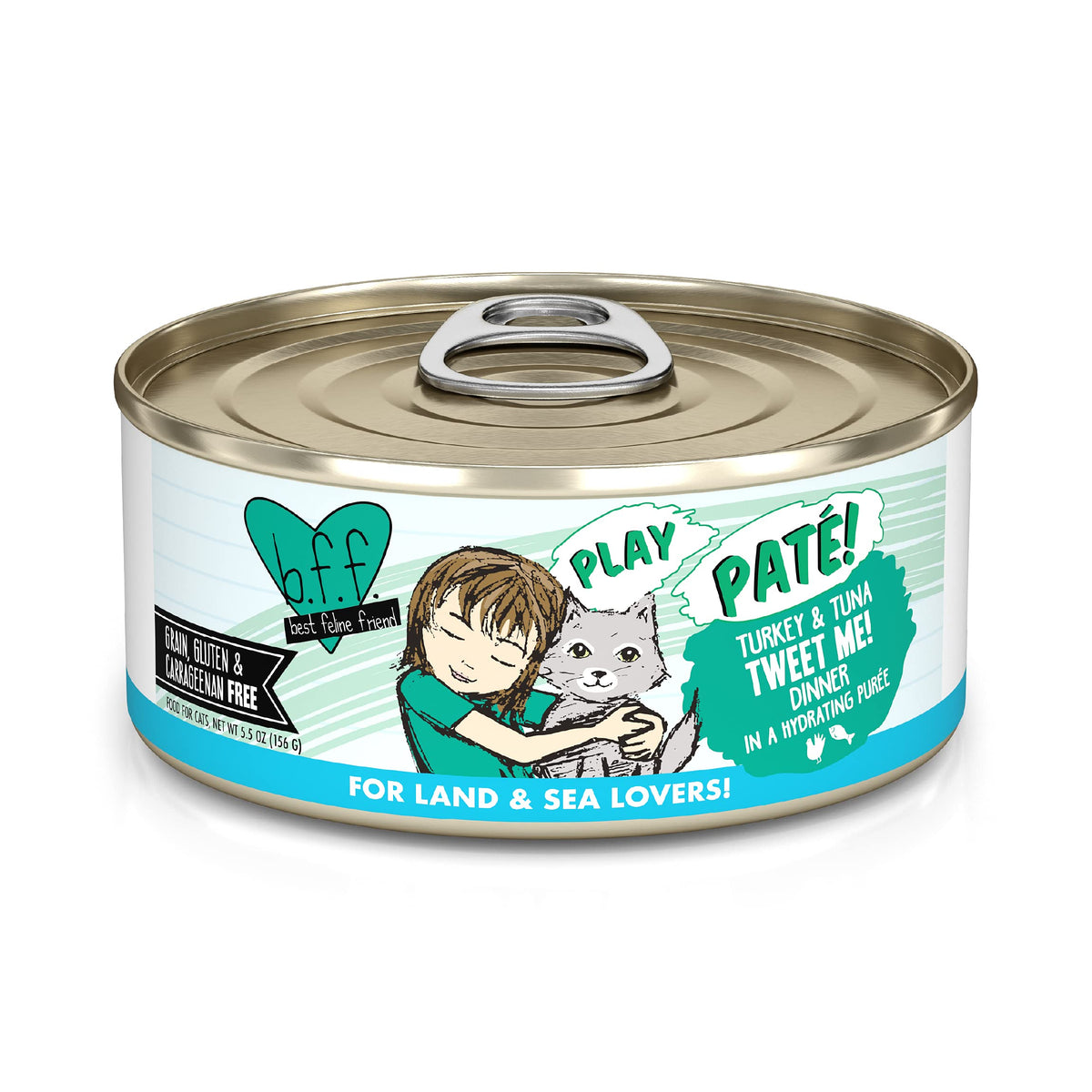 B.F.F. Play - Best Feline Friend Paté Lovers, Aw Yeah!, Turkey & Tuna Tweet Me! With Turkey & Tuna, 5.5Oz Can (Pack Of 8)