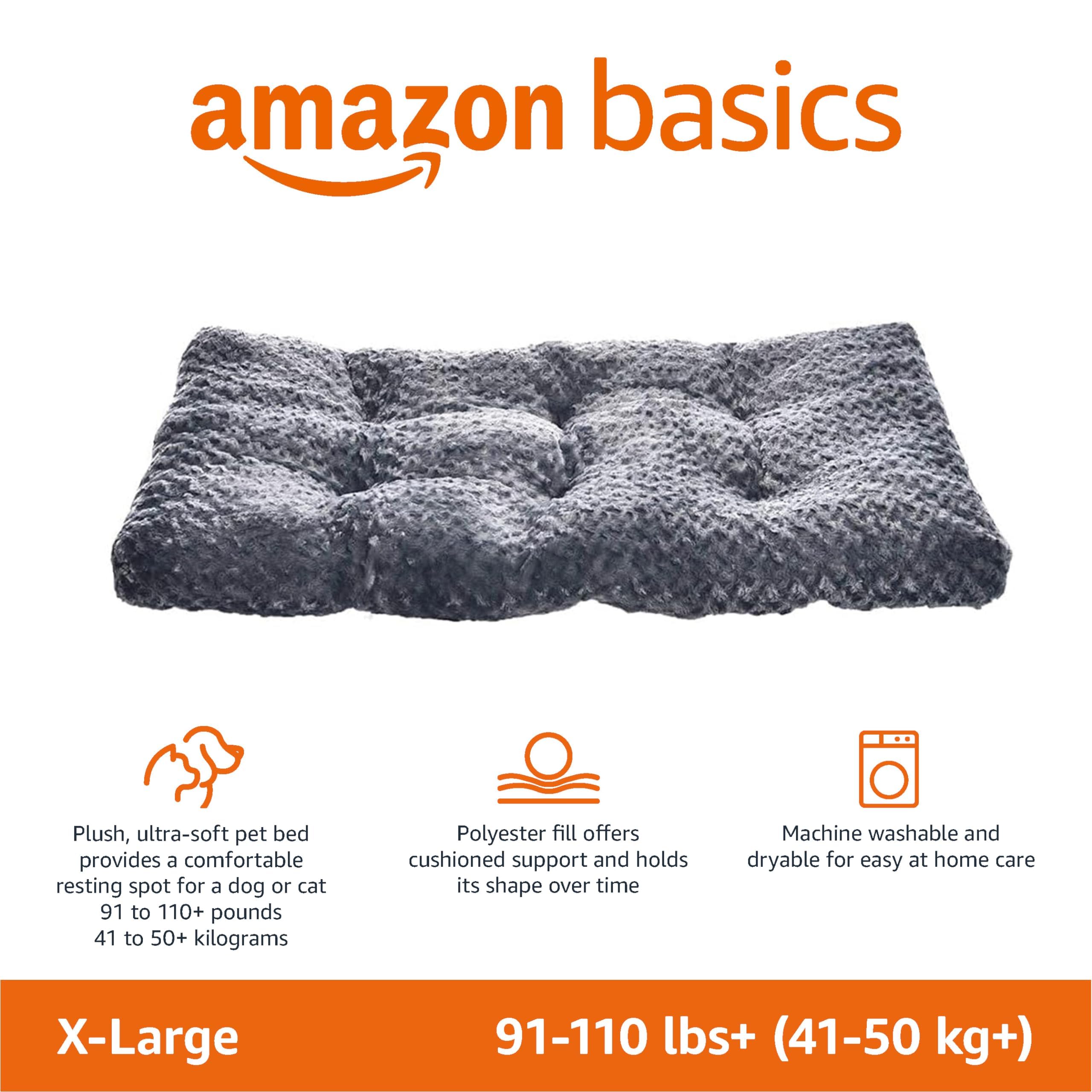 Amazon Basics Cat And Dog Bed And Crate Pad, Machine Washable, Indoor, 46 X 29 X 4 Inches, Gray