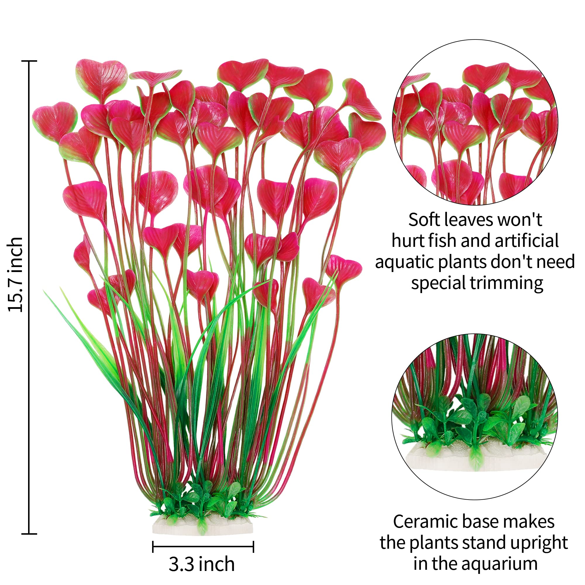 MyLifeUNIT Aquarium Plants, 2 Pack Tall Plastic Plants for Fish Tank Decorations, 15.75 Inches (Pink)