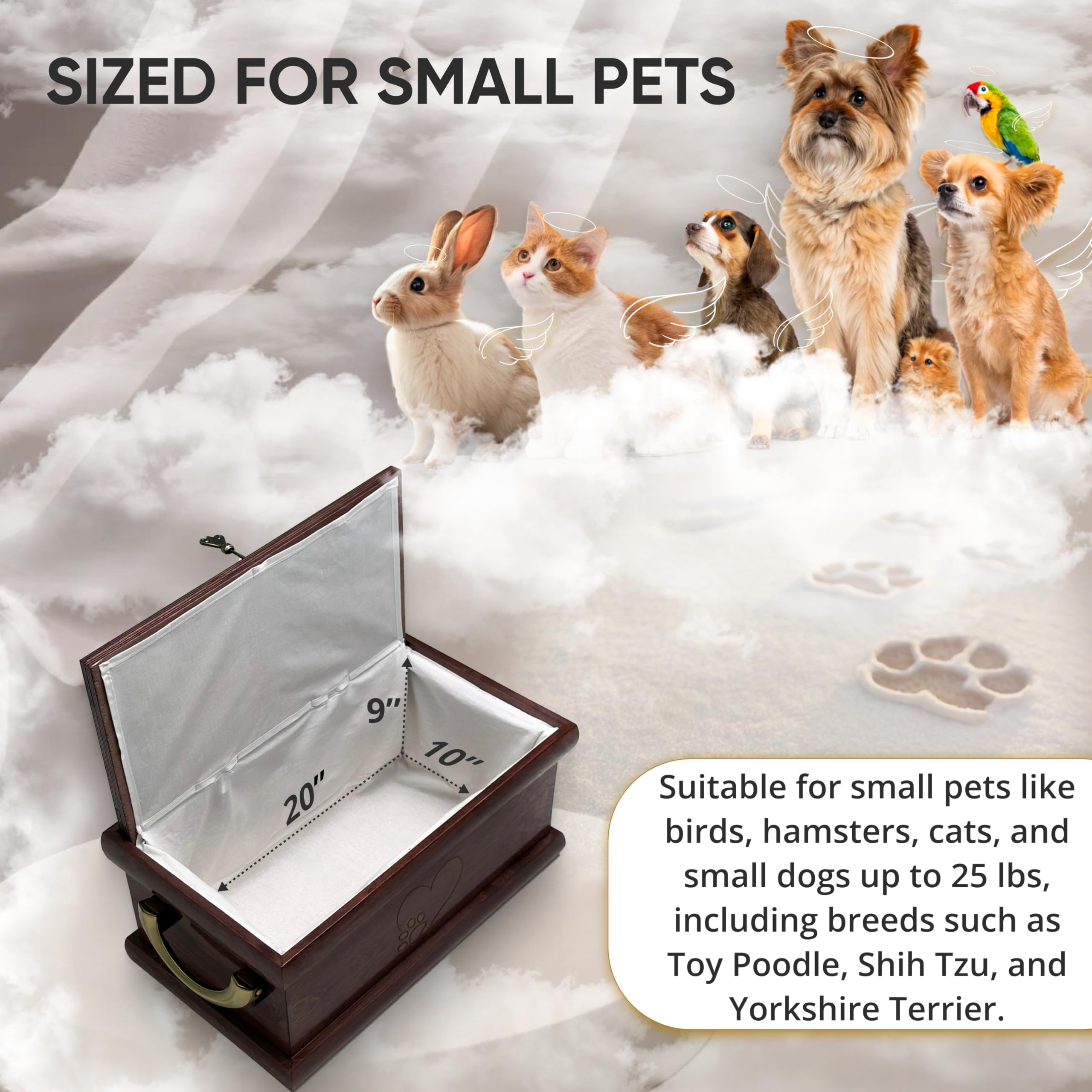 Interwood Wooden Handcrafted Pet Casket | Pet Caskets For Dogs & Cats | Coffin Burial Box, Funeral Ash Container, Funeral Memory