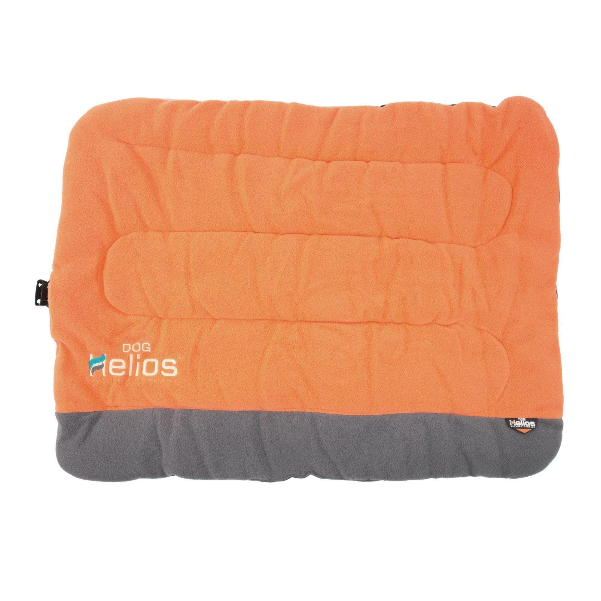 DOGHELIOS 'Combat-Terrain' Cordura-Nyco Reversible Nylon and Polar Fleece Travel Camping Folding Pet Dog Bed Mat, Large, Orange, Grey