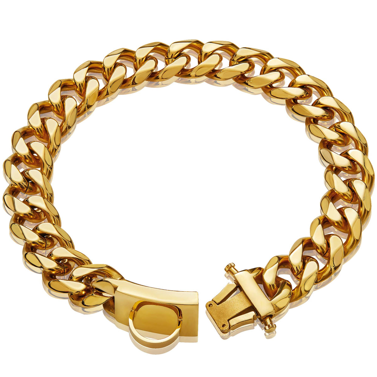 Gold Dog Chain Collar Walking Metal Chain Collar with Design Secure Buckle,18K Cuban Link Strong Heavy Duty Chew Proof for Small