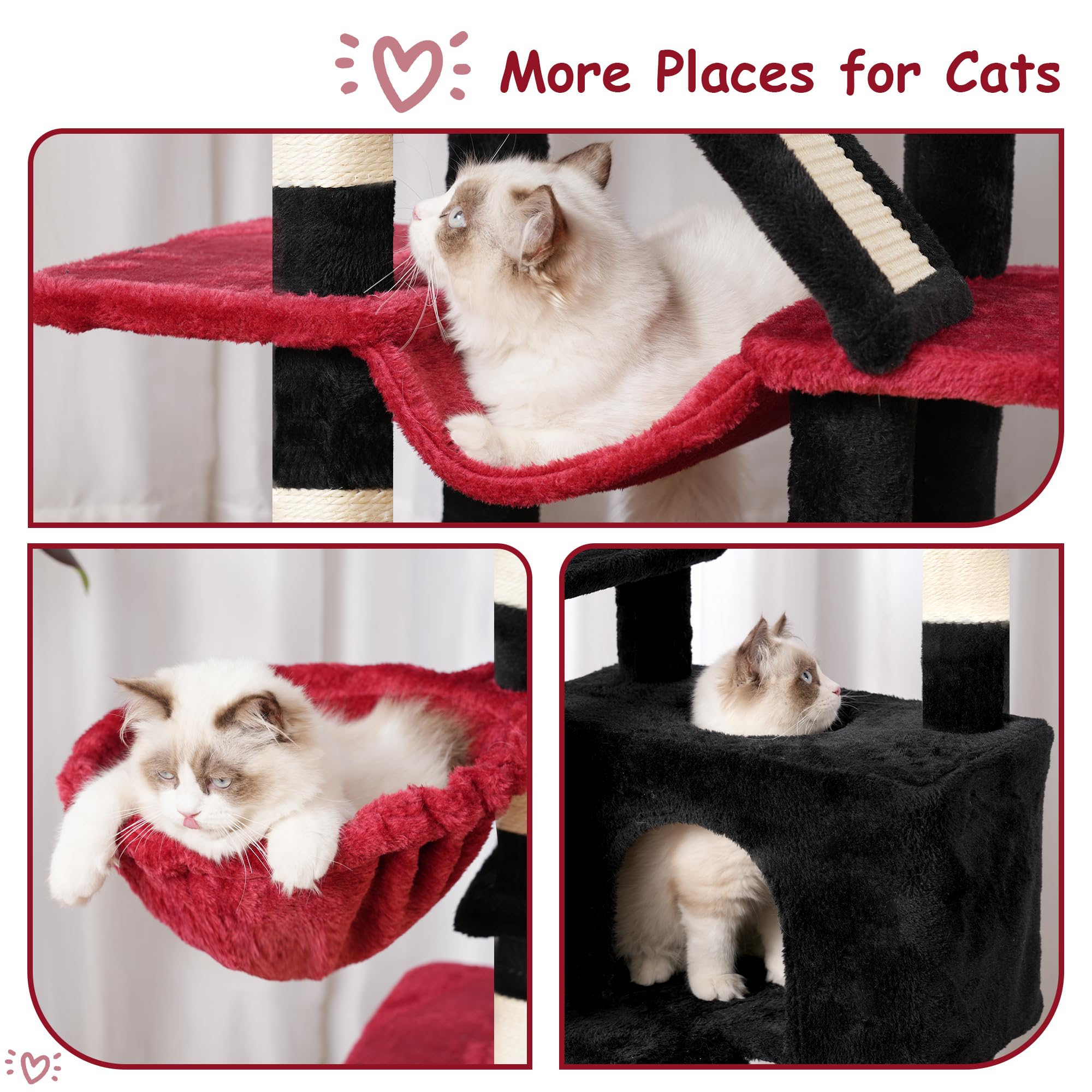 Gitelsnour Cat Tree, 63 Inch Multi-Level Gothic Cat Tower For Indoor Cats, Cat Condo With Cat Scratching Post And Board, Cat Ham