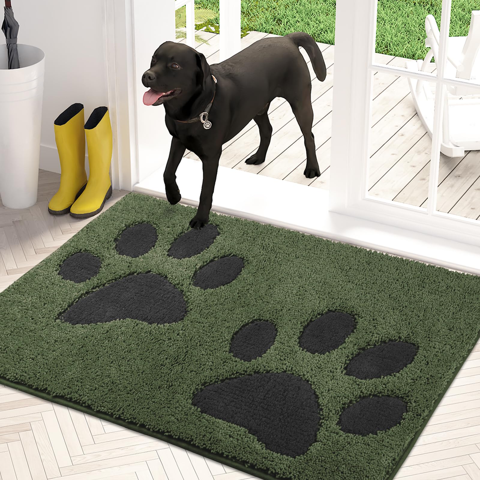 Purrugs Dirt Trapper Door Mat 32'' X 47'', Non-Skid/Slip Machine Washable Microfiber Entryway Rug, Dog Doormat, Super Absorbent 