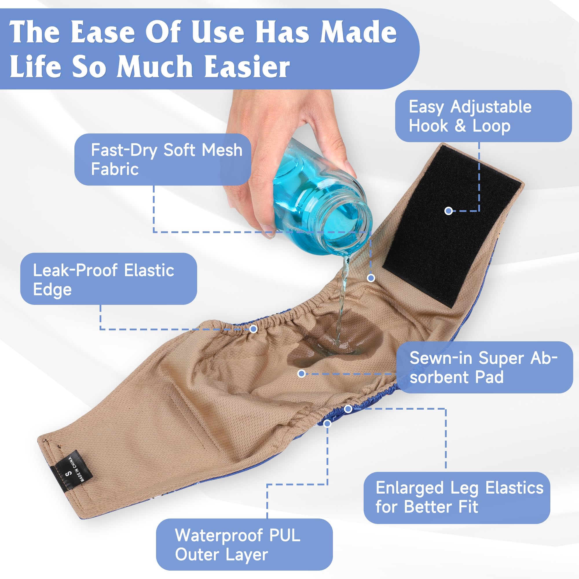 5 Pack Dog Diapers Male Reusable, Premium Belly Bands For Male Dogs, High Absorbing Male Dog Pee Wraps For Doggie In Incontinenc