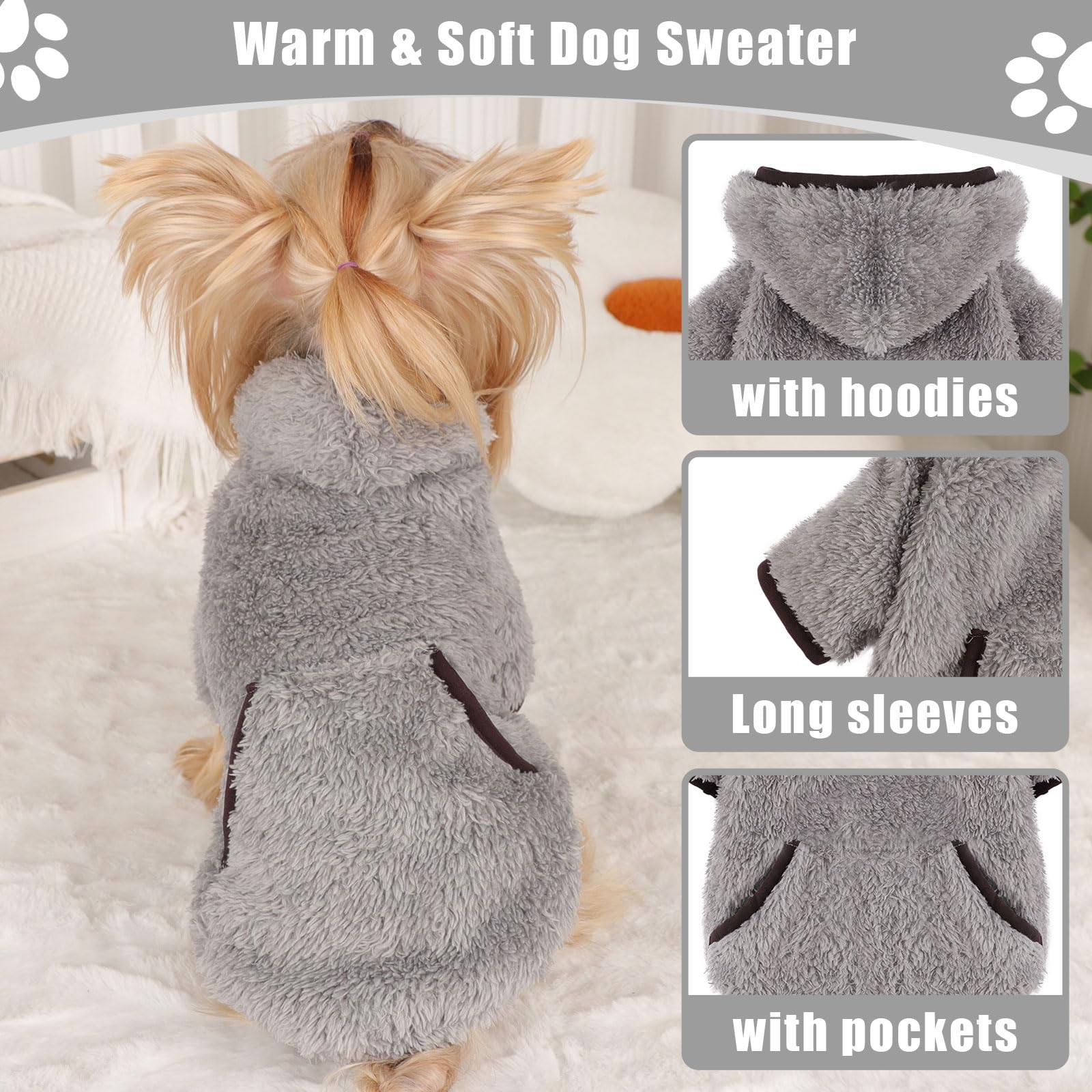 Dog Sweaters For Small Dogs Boy Male Fleece Small Dog Hoodie Winter Puppy Sweater For Chihuahua Teacup Yorkie Soft Stretchy Tiny