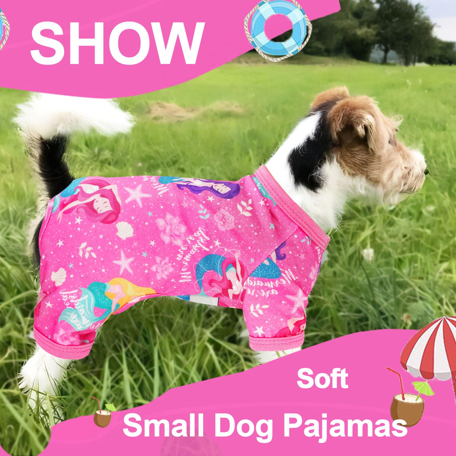 Viunimo Dog Pajamas For Small Medium Dogs, Summer Cute Dog Clothes, Soft Stretchy Doggie Onesies Puppy Outfit (Pink, Large)