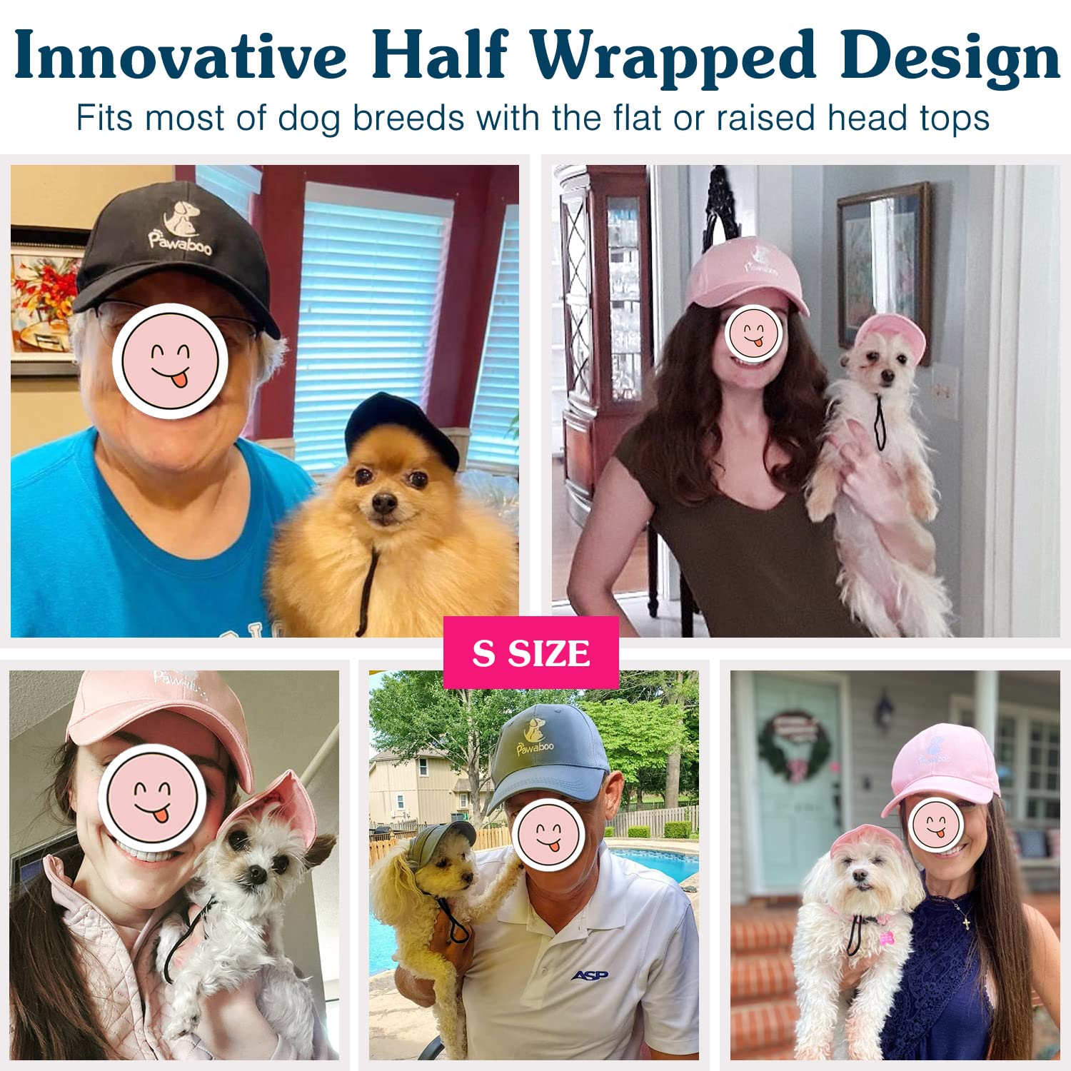 Pawaboo 2PC Owner and Dog Hat Set, Pet s Mom/Dad Baseball Cap Set, Dog Visor Cap Sun Protection Hats with Ear Holes and Adjusta