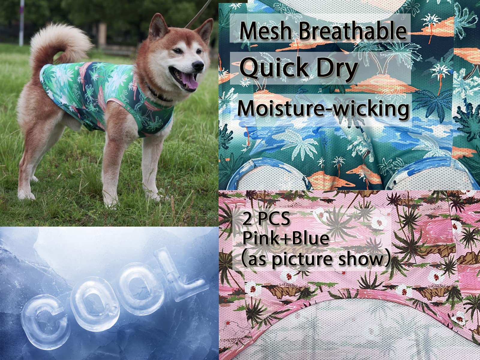 Y-Blue Dog Hawaiian Shirts,Summer Cooling Quick Dry Mesh Breathable T-Shirt Tops For Small Medium Large Boy Girl Dogs (Xl, Pink+