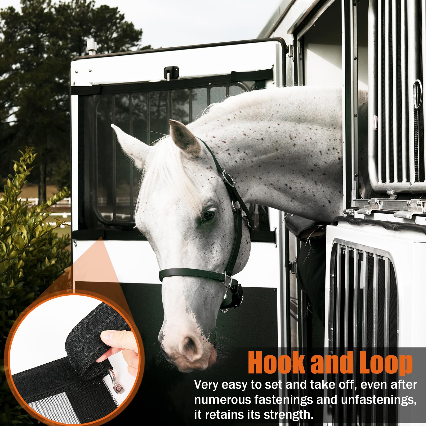 Hryoml Horse Trailer Window Screen With Hook And Loop, Horse Trailer Accessories To Protect The Horse'S Eyes And Ears From Bugs