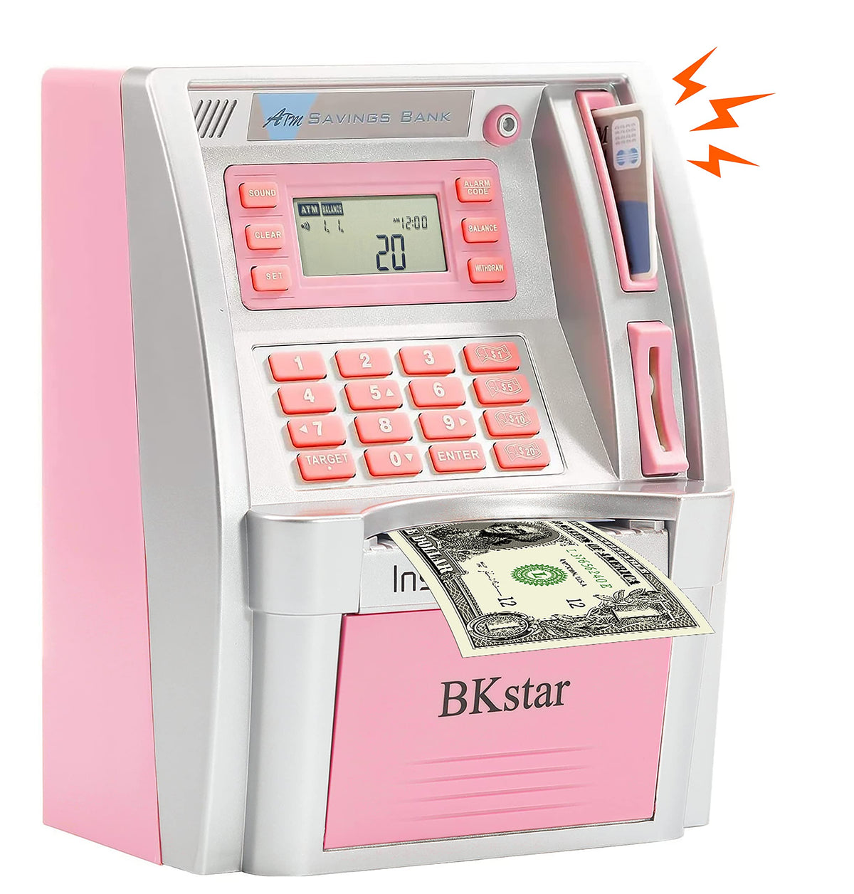 Bkstar 2023 Upgraded Kids Talking Piggy Bank, Atm Savings Toy Bank For Real Money With Real Voice Prompt, Deposit, Withdraw, Deb