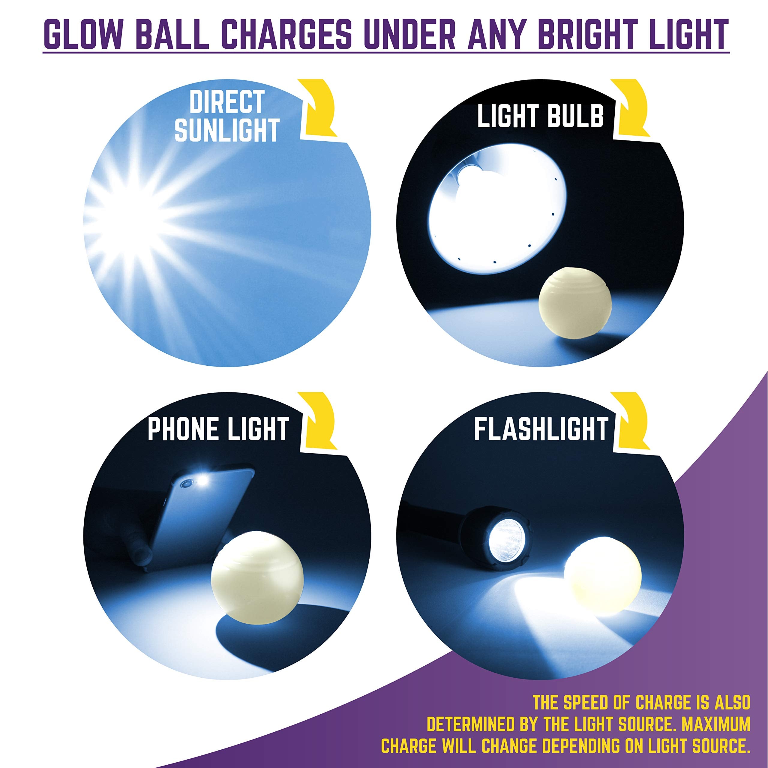 Chew King Glowing Fetch Balls for Medium Dogs, 2.5" Rubber, White, Pack of 2, Model CM-0261-CS01