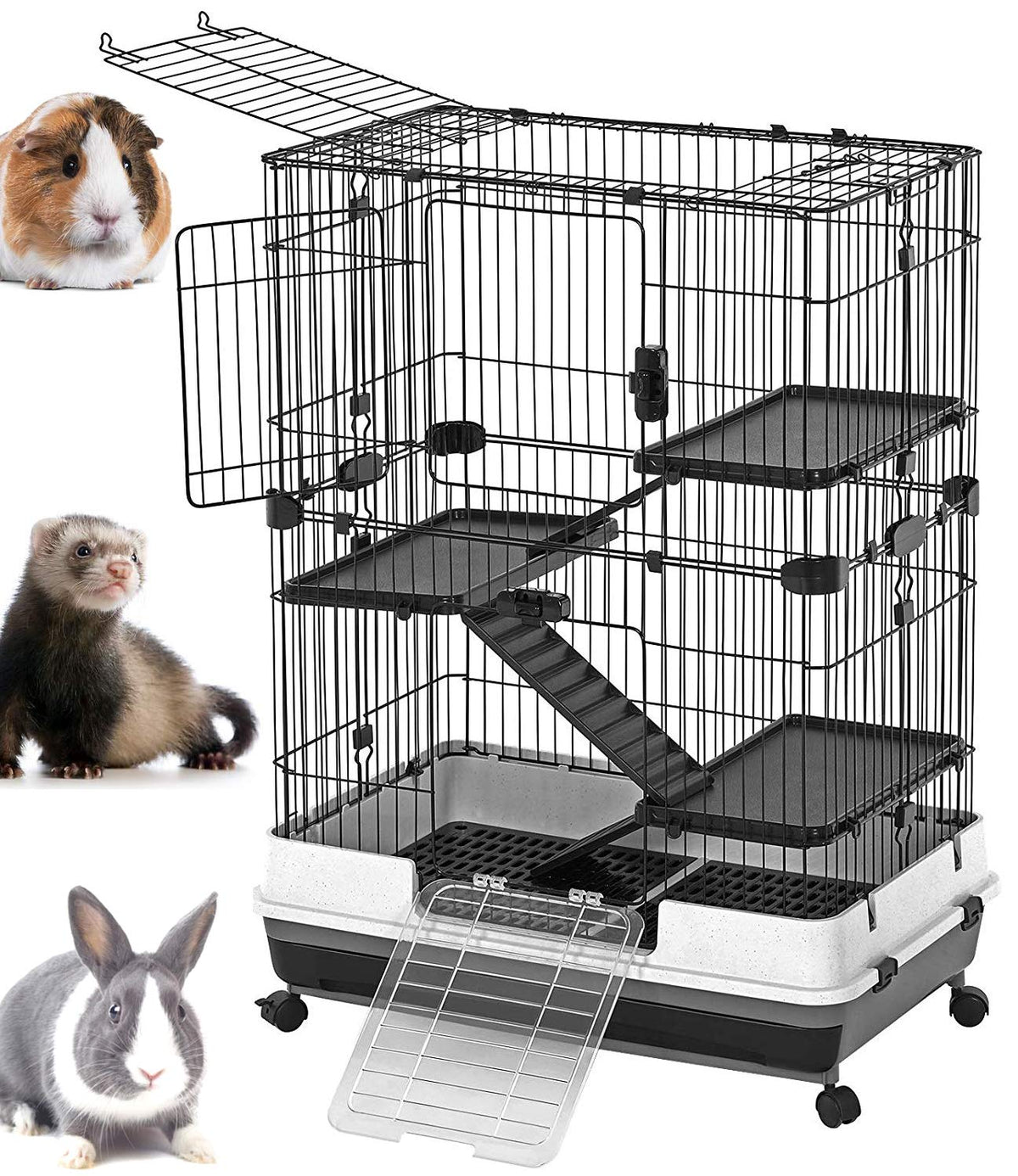Pink Extra Large Deluxe In/Outdoor Multi-Level Guinea Pig Chinchilla Ferret Squirrel Hedgehog Kitten Rabbit Bunny Hutch House Cr