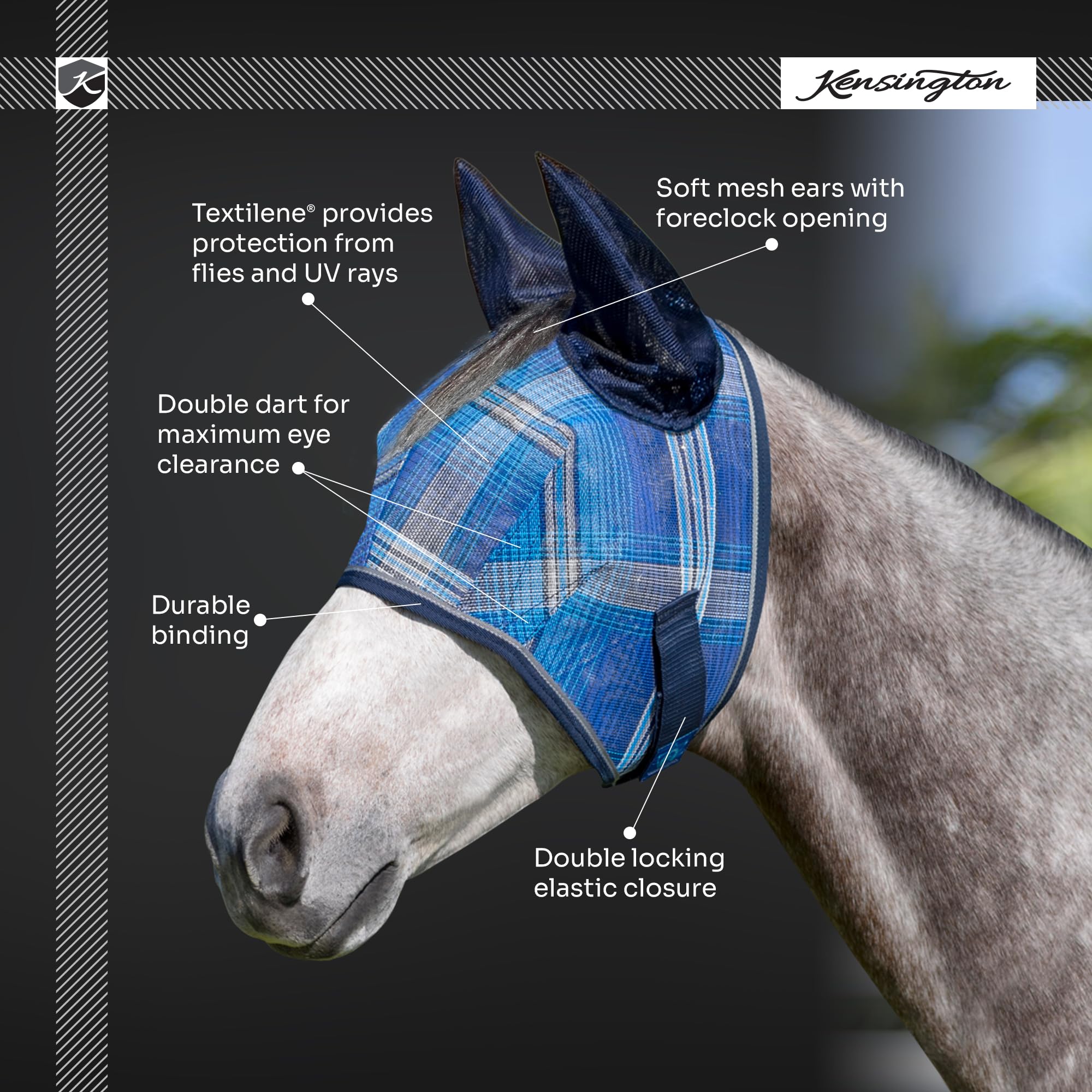 Kensington Fly Mask w/Web & Nose Size: L-Avg Color: 2017-Lavender Mint