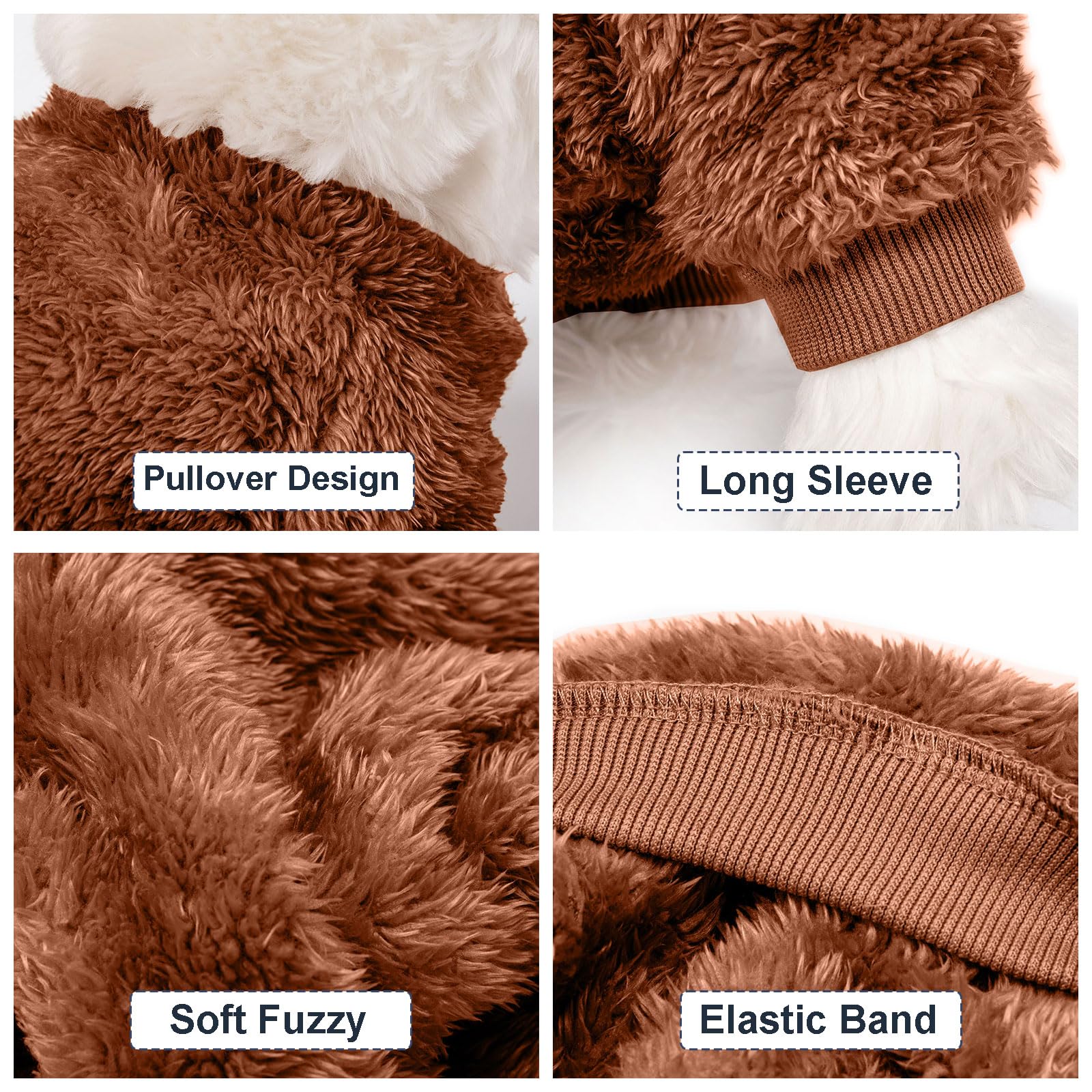 Kyaringtso Dog Sweater, 3 Pack Dog Sweaters For Small Dogs, Dog Clothes For Small Dogs Girl Boy, Ultra Soft And Warm Puppy Sweater Dog Coat For Winter Christmas (Orange+Coffee+Yellow, Xx-Small)