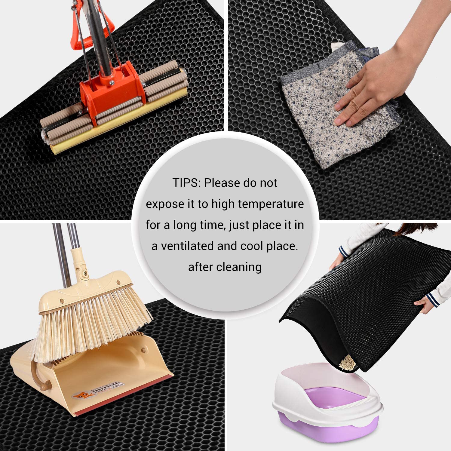 Pieviev 2 Packs Cat Litter Mat Double Layer Waterproof Urine Proof Trapping Mat (24'X15', Black)