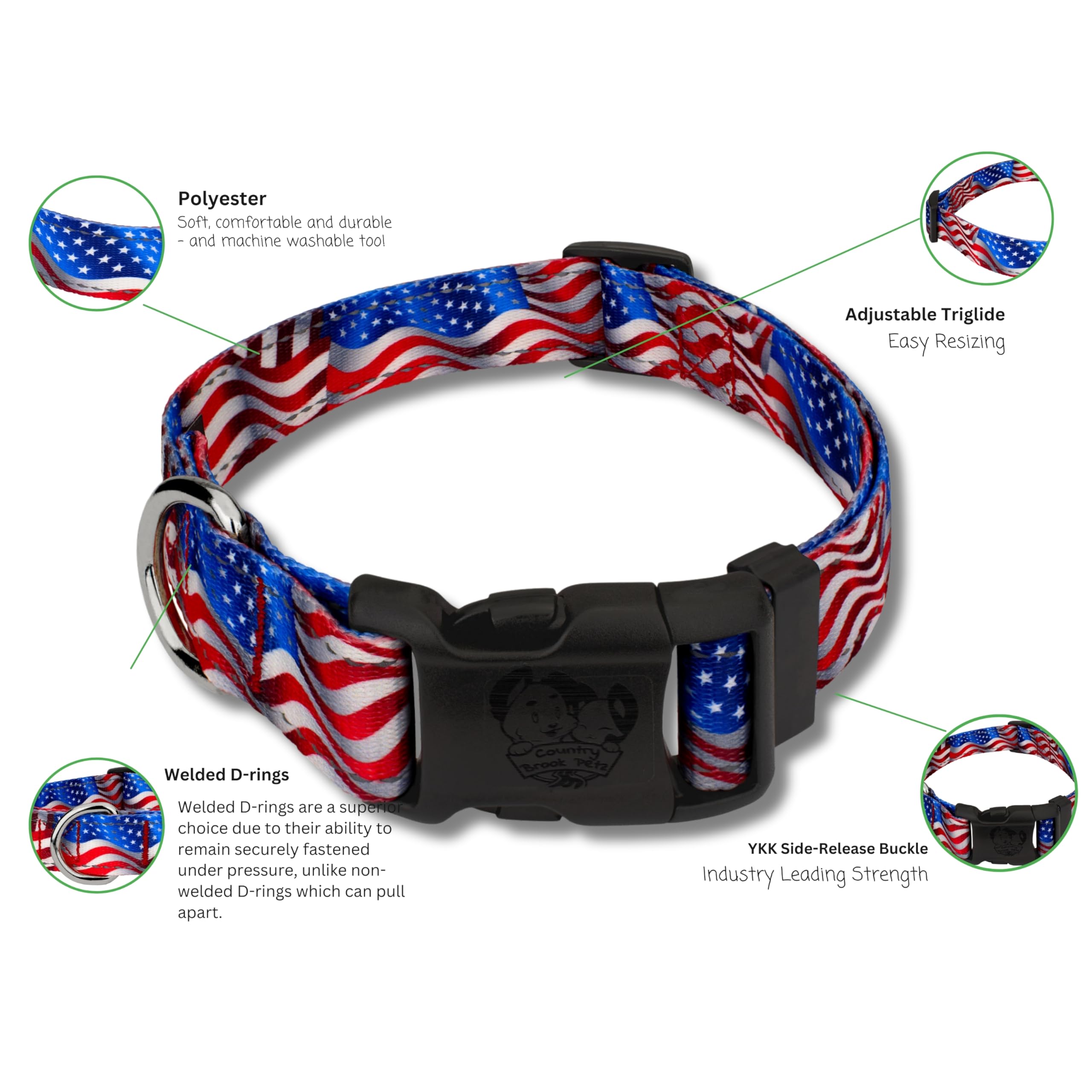 Country Brook Petz - Deluxe Flying Free Reflective Dog Collar Collection Featured Night Safe Designs (1 Inch, Medium)