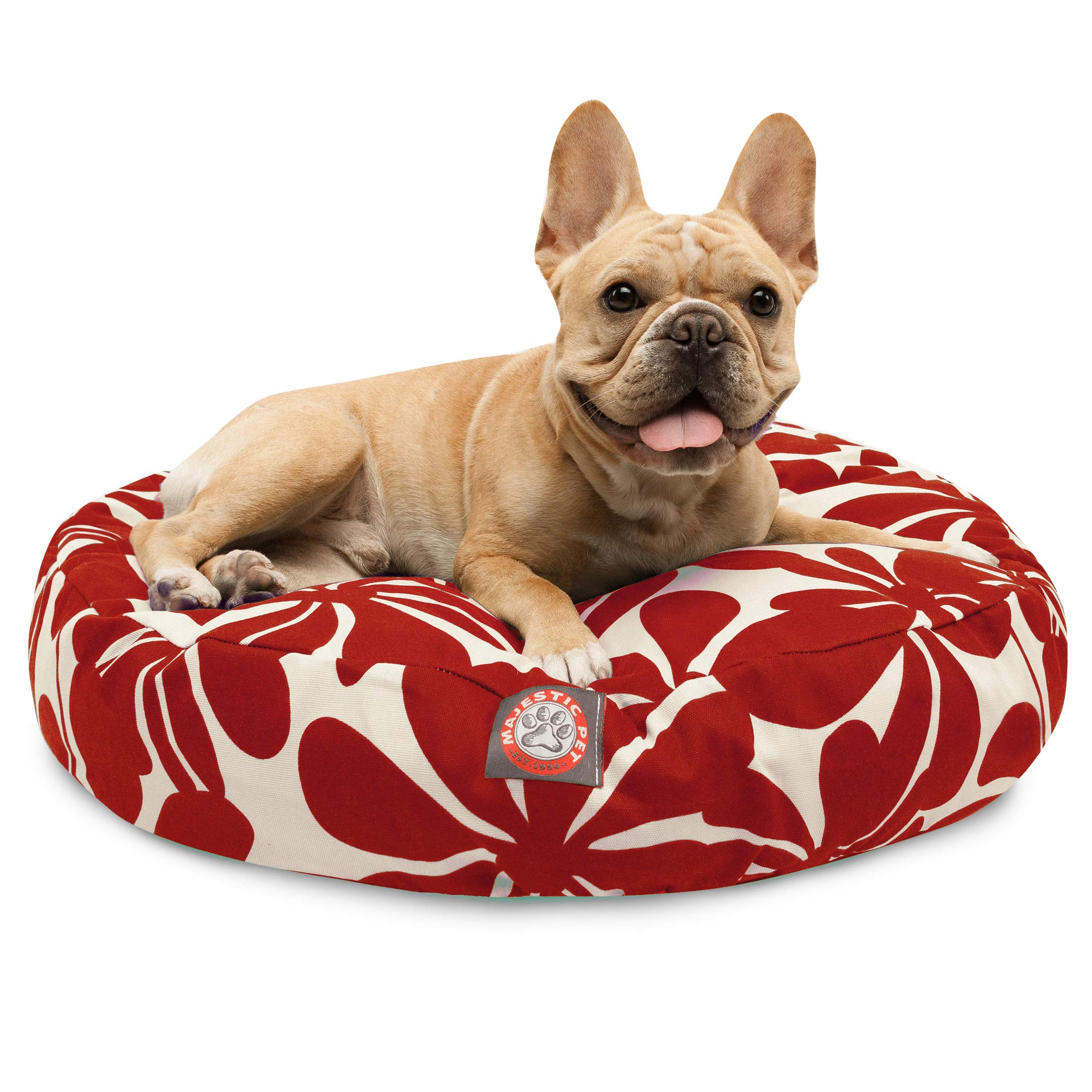 Red Plantation Small Round Indoor Outdoor Pet Dog Bed With Removable Washable Cover By Majestic Pet Products