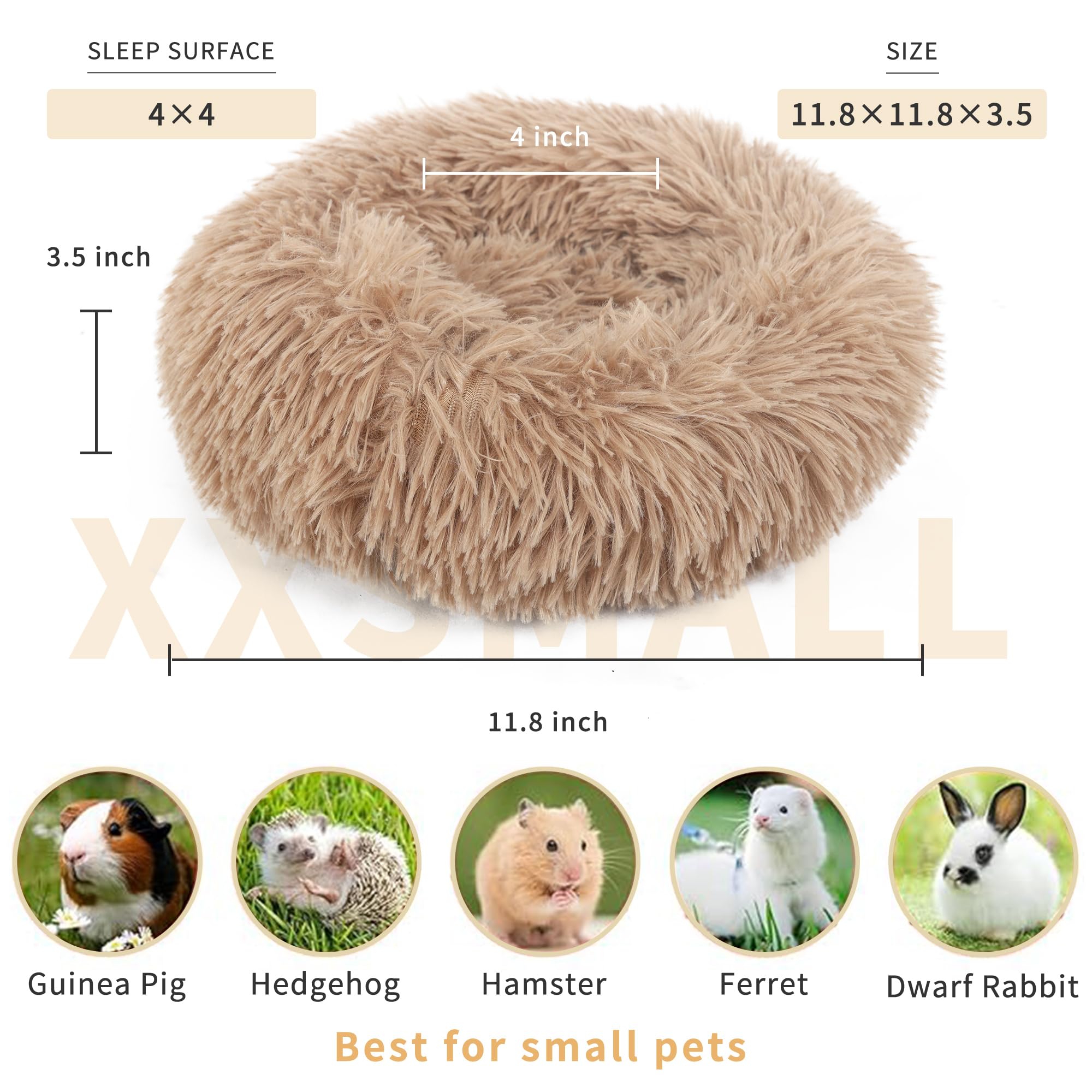 wrkfree Rabbit Bed for Indoor Bunnies Guinea Pig Bed for Guinea Pig, Bunny, Chinchilla, Ferret, Rabbit and Other Small Pets Brow