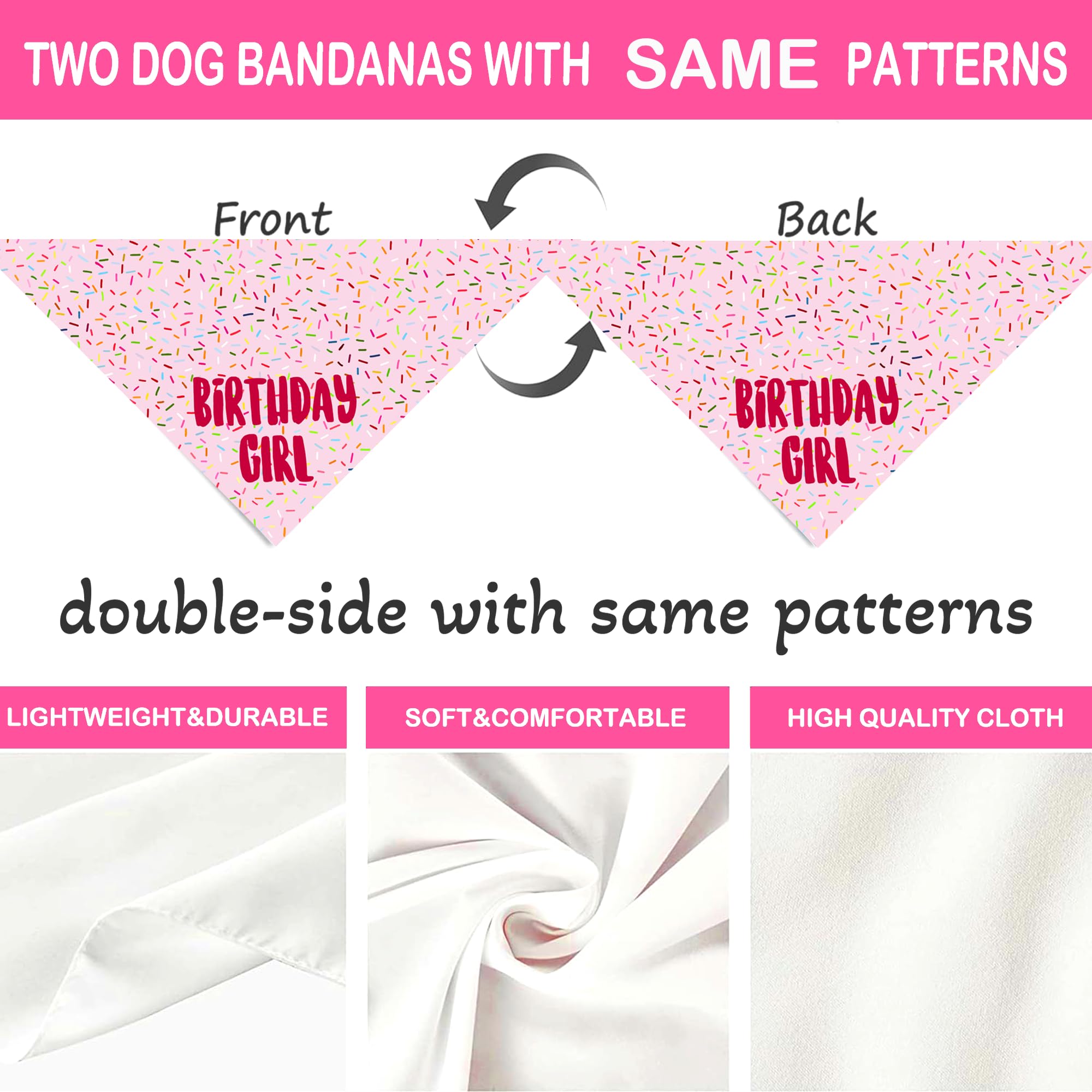 Birthday Girl Dog Bandanas 1 Pack, Pink Dog Scarfs For Girl, Hbd Pet Scarves For Birthday Party Decoration For Small Medium Larg