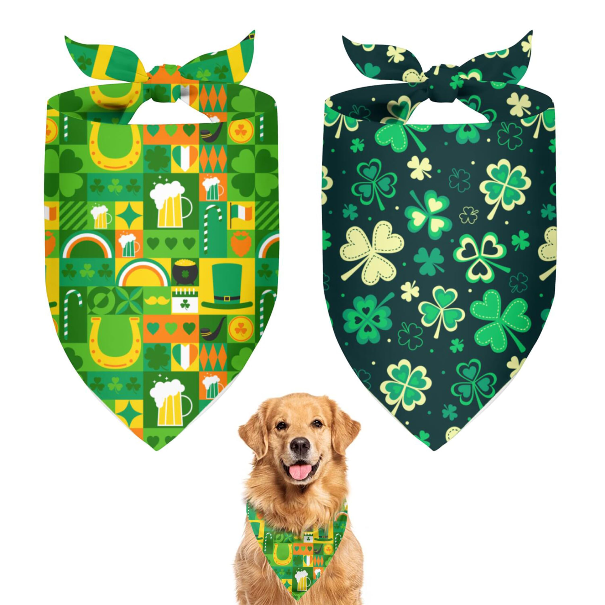 2Pcs St. Patrick'S Day Dog Bandanas, Dog Bandana Boy Girl,Funny St. Patrick'S Day Dog Scarf, Fashion Design Apply To Medium Size