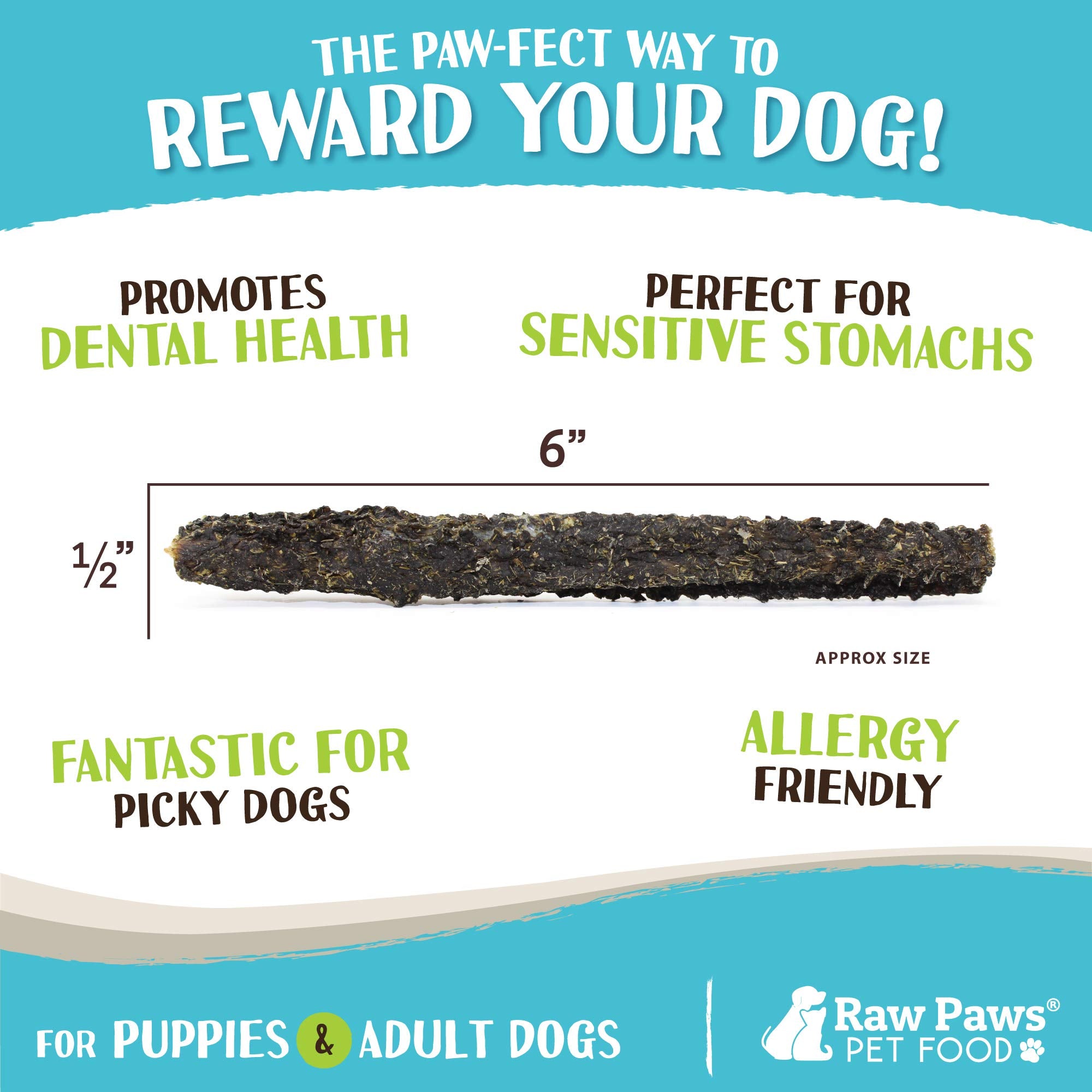 Raw Paws Green Lamb Tripe Sticks for Dogs (25-Count) - Single Ingredient, Grass-Fed & Free Range - Crunchy Lamb Dog Treats - All