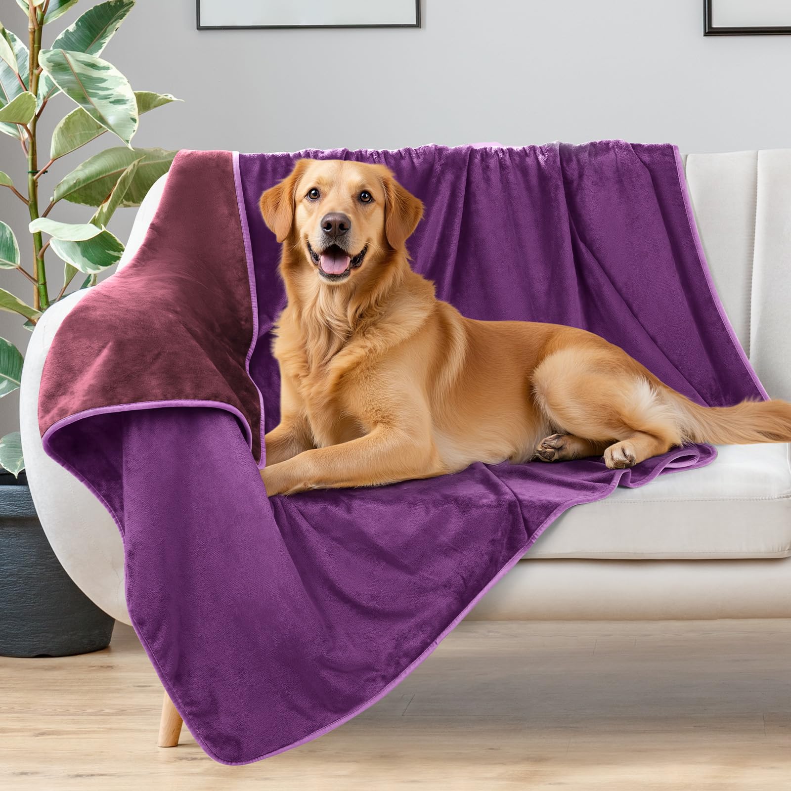 Loobani Dog Blanket Waterproof For Bed: Spill-Proof Puppy Blankets For Medium Large Dogs Washable, Reversible Soft Flannel Dog T