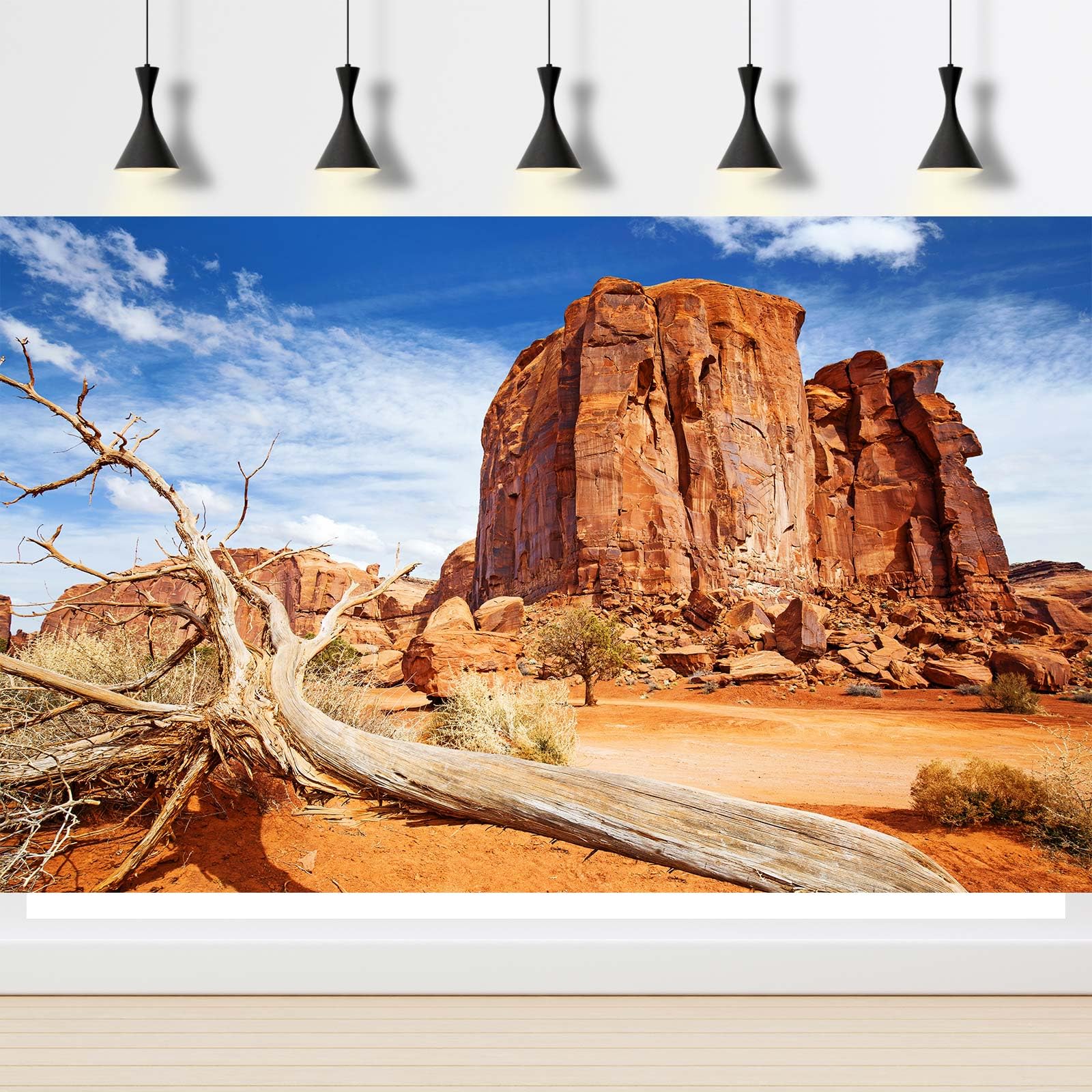 Riivvdise Reptile Tank Background Orange Desert Sandstone Rock Sunny Mountain Scenery Desert Terrarium Background Desert Blue Sk