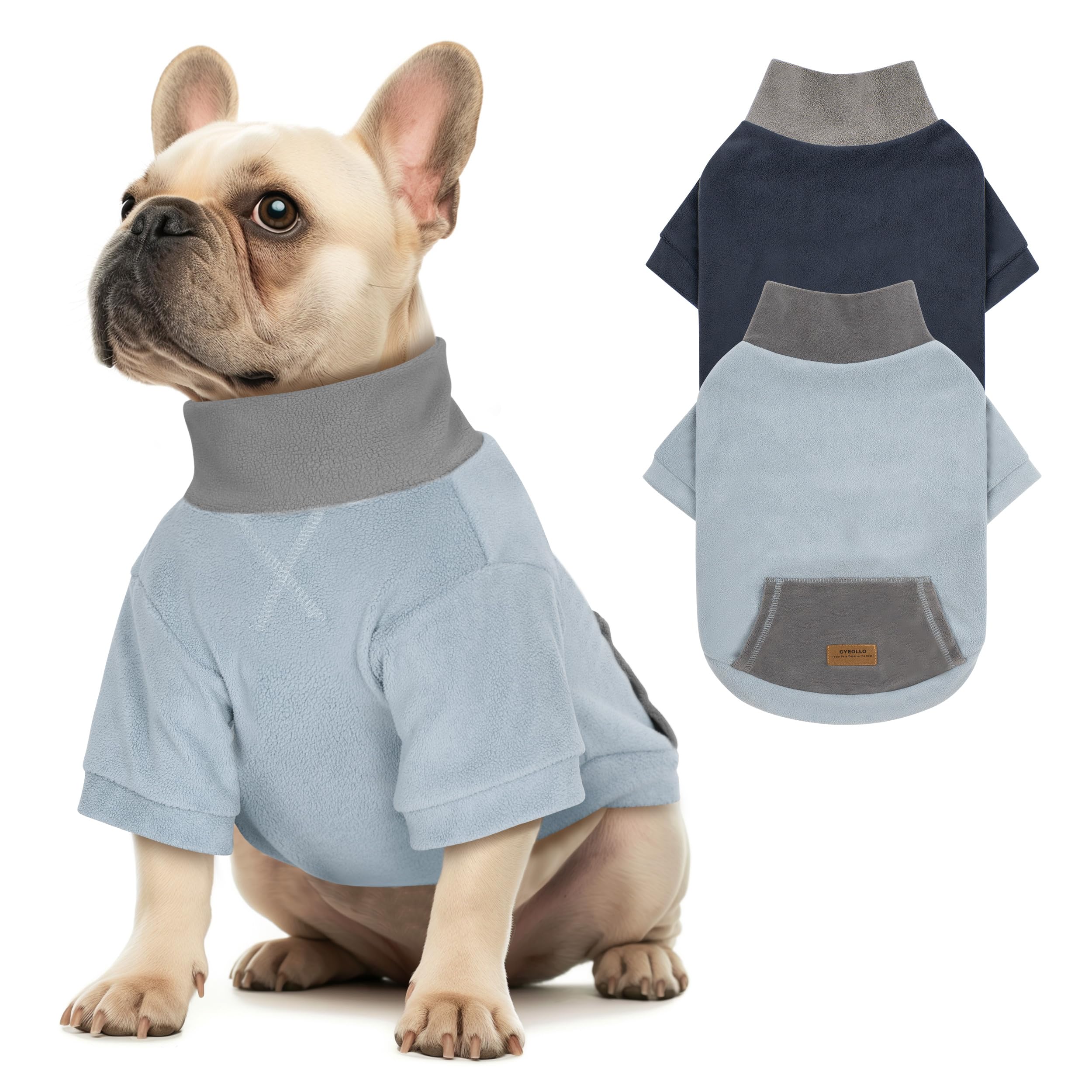 Cyeollo 2 Pack Fleece Dog Sweater, Soft Turtleneck Winter Sweater For Small To Large Dogs, Warm Dog Sweatshirt, Stretchy Comfort