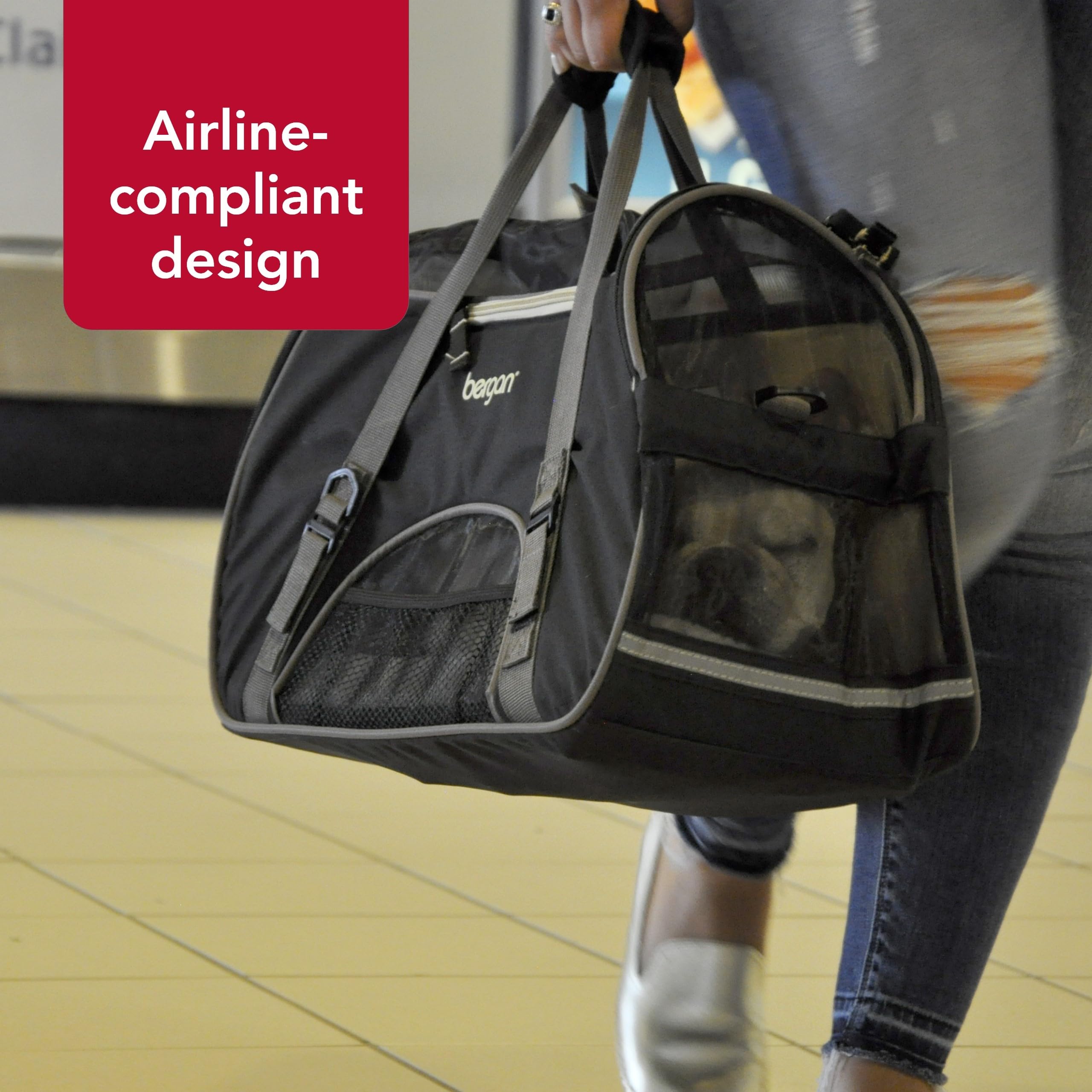 Coastal Pet Bergan Comfort Carrier - Safe And Comfortable For Dog & Cat Travel - Airline Friendly Soft And Breathable Carrier For Pet Owners - Heather Bermuda, 16' X 8' X 11'