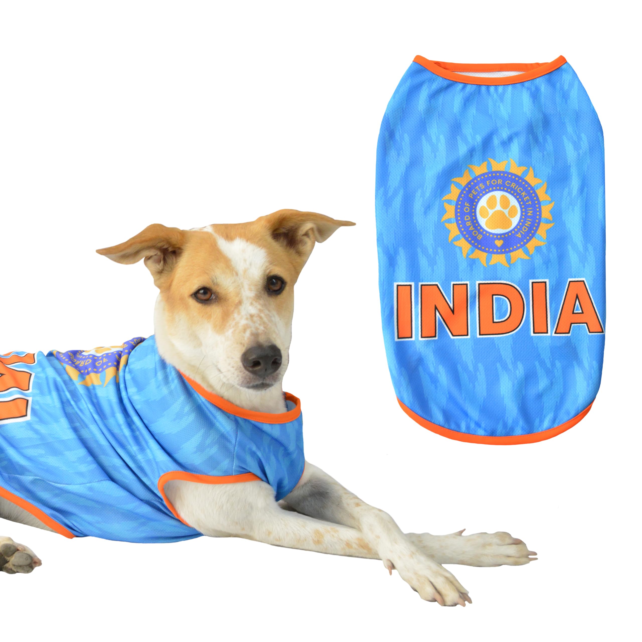 PetS Way T20 Indian Cricket Team Replica Jersey For Dogs, Half Sleeves Dog T-Shirt/Apparel/Clothes/Tees Gift For Dogs (Shih-Tzu