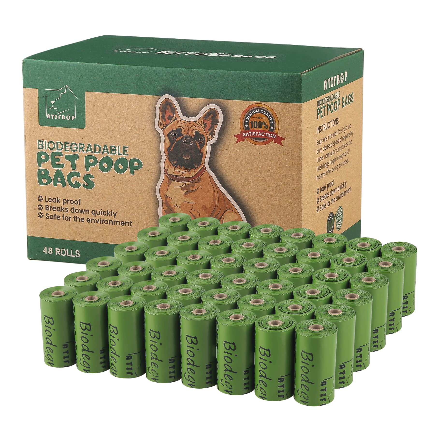 Atifbop Biodegradable Dog Poop Bags 720 Count 48 Rolls, Leak Proof And Thicken Pet Poop Bag (Scented)