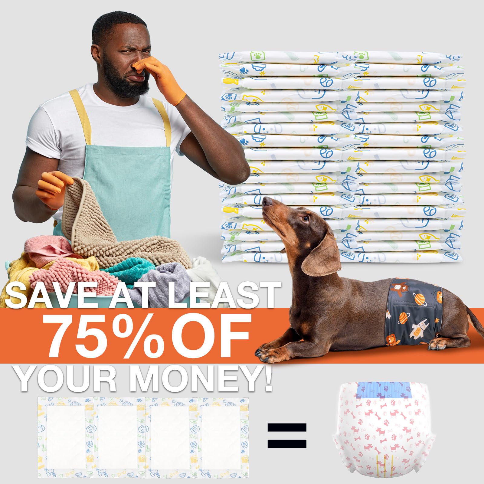 Furveluxia Dog Diaper Liners For Male And Female Dogs(100Ct), Super Absorbent Disposable Dog Diaper Booster Pads Inserts Fit Mos