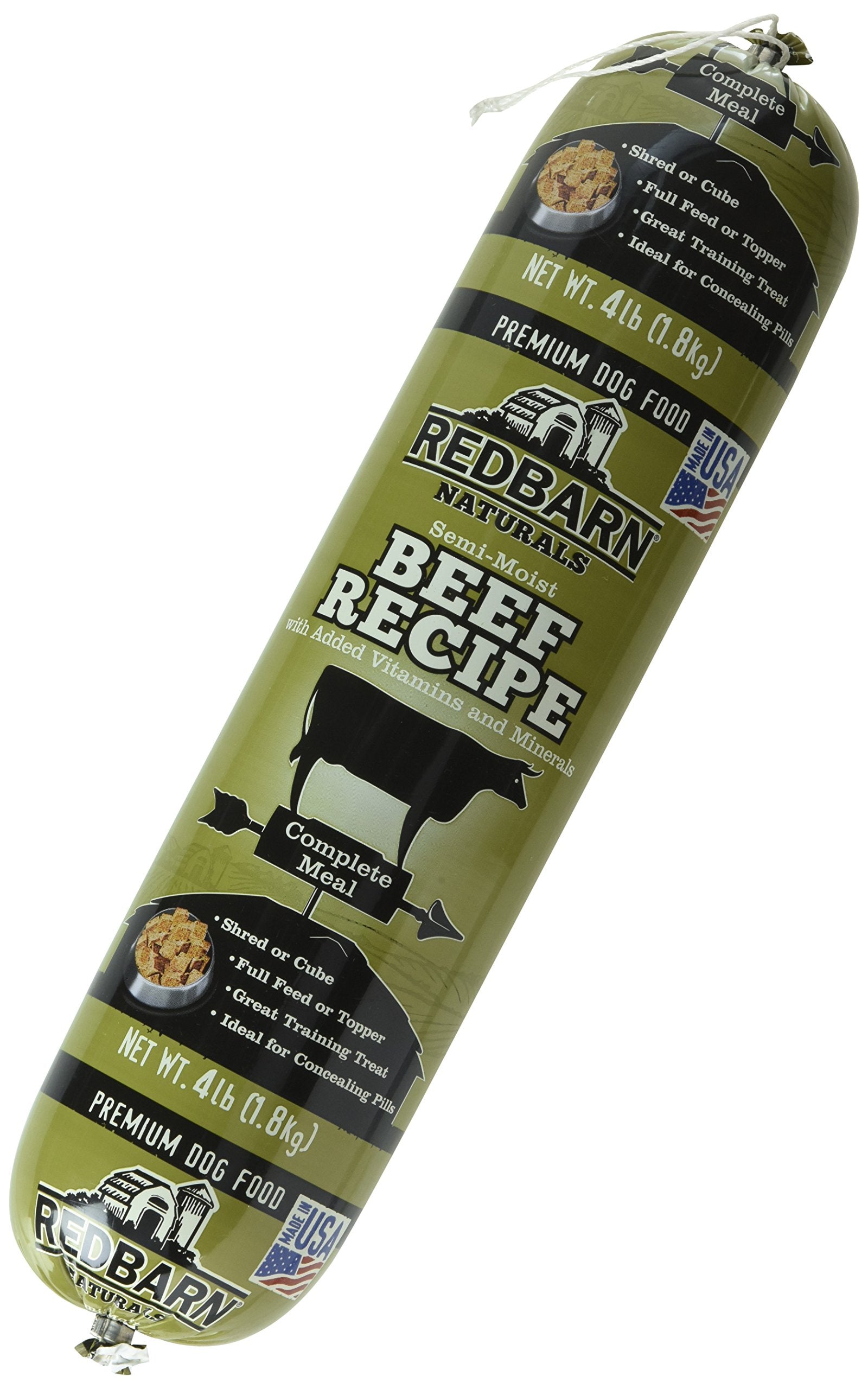 Redbarn All-Natural Premium Rolled Dog Food, Beef Recipe - Soft Semi-Moist Wet Formula for High Protein Diet, Training Rewards, 