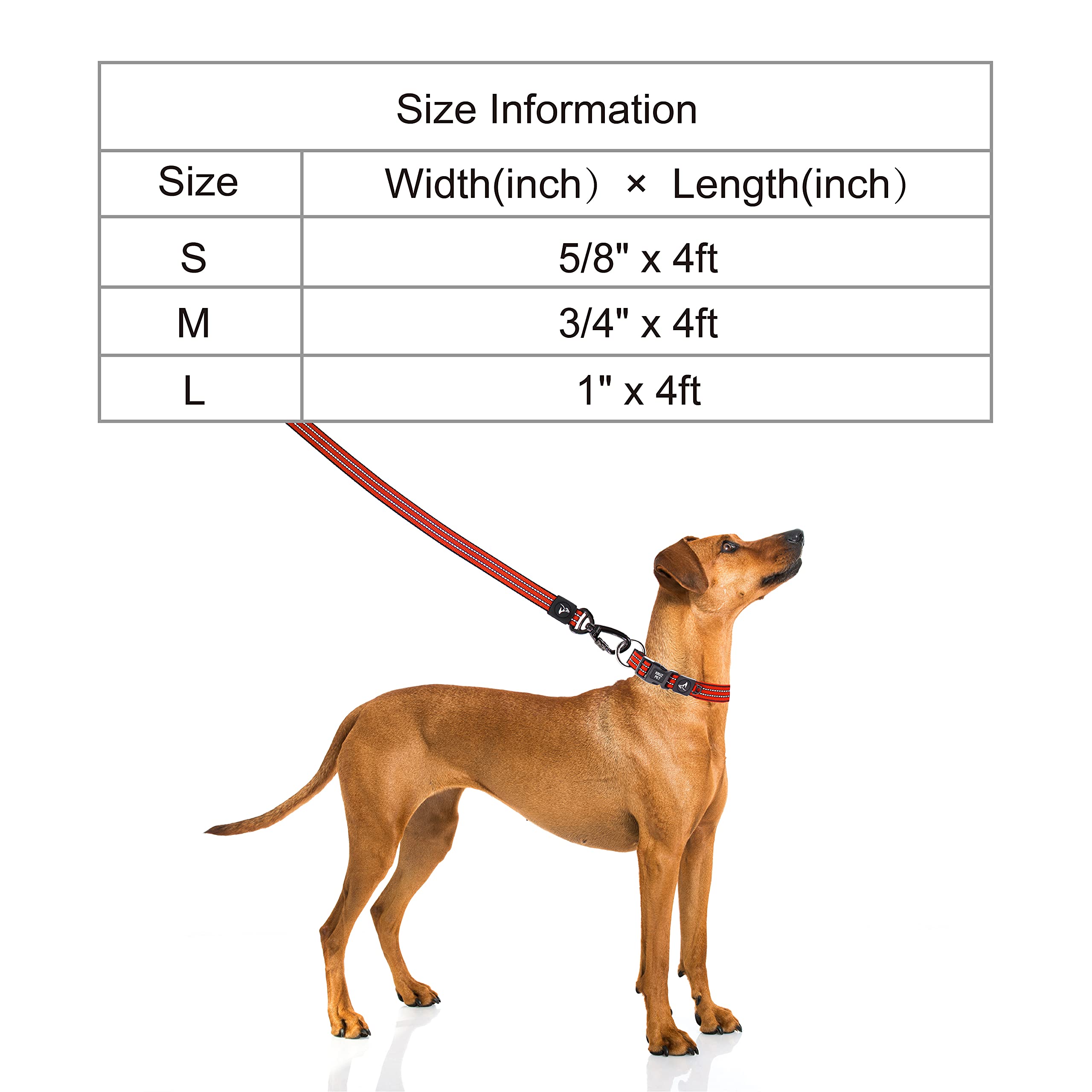Kruz Pet 4' Long Reflective Heavy Duty Click Lock Hook Leash Strong, Secure Nylon Safety Lead With Locking Carabiner Clip - Pet