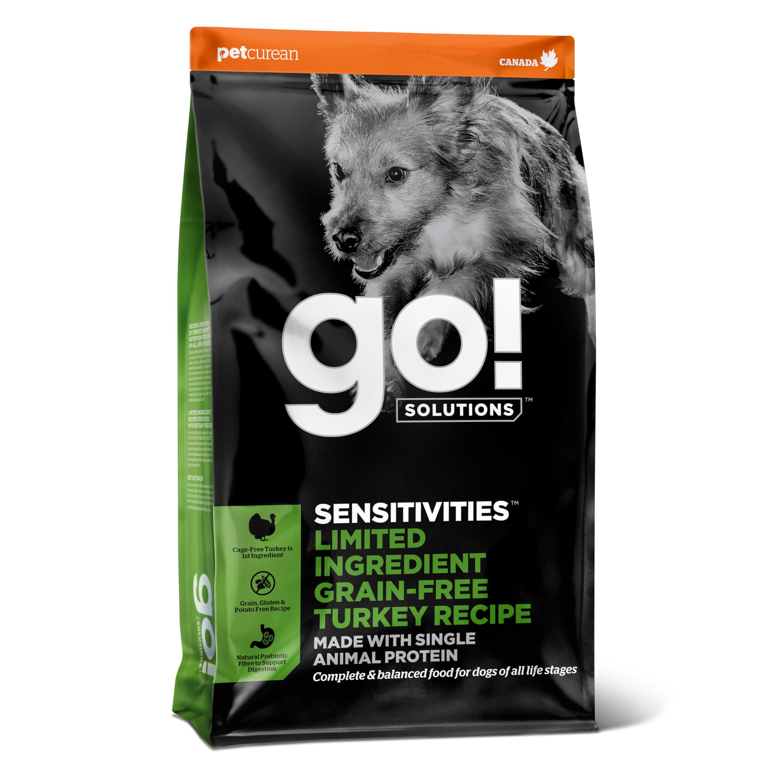 Go! Solutions Sensitivities Limited Ingredients, Grain-Free Dry Dog Food, Turkey Recipe for Sensitive Stomach, 3.5 lb Bag