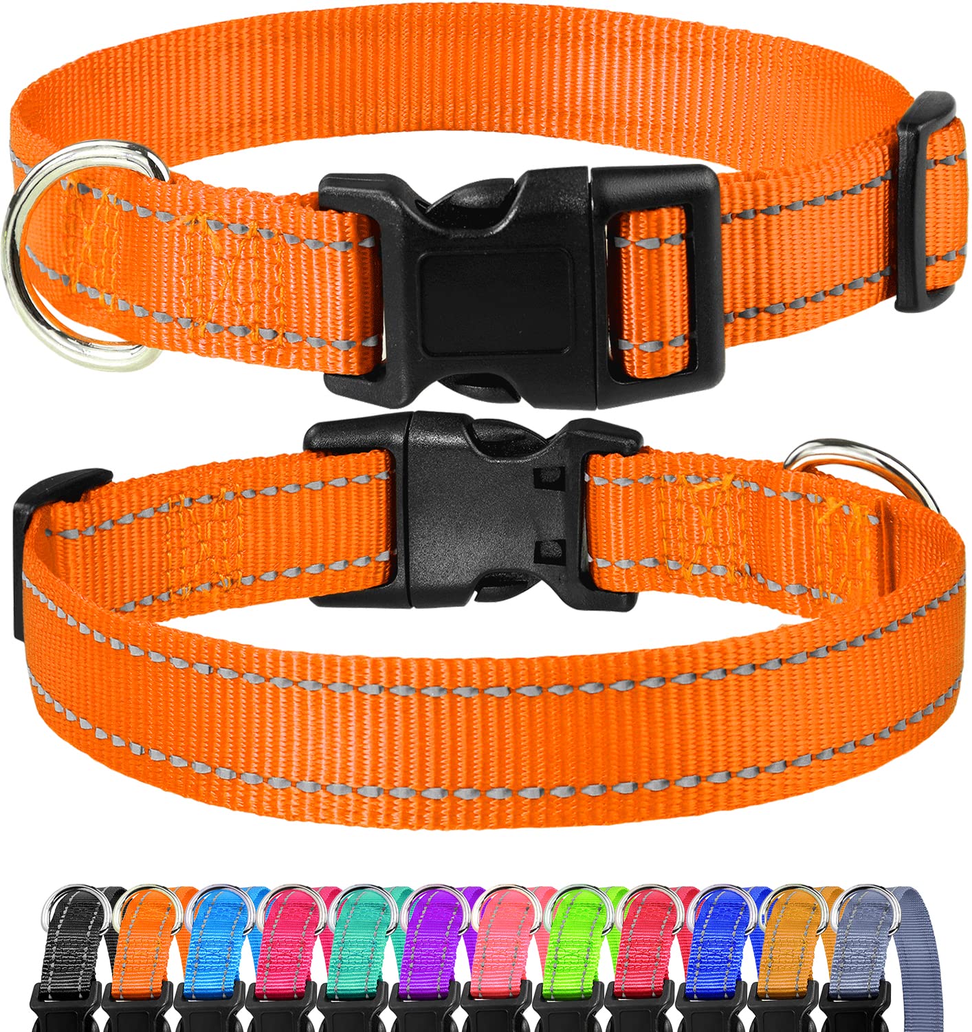 Funtags Reflective Dog Collar, Sturdy Nylon Collars For Medium Girl And Boy Dogs, Adjustable Dog Collar With Quick Release Buckl