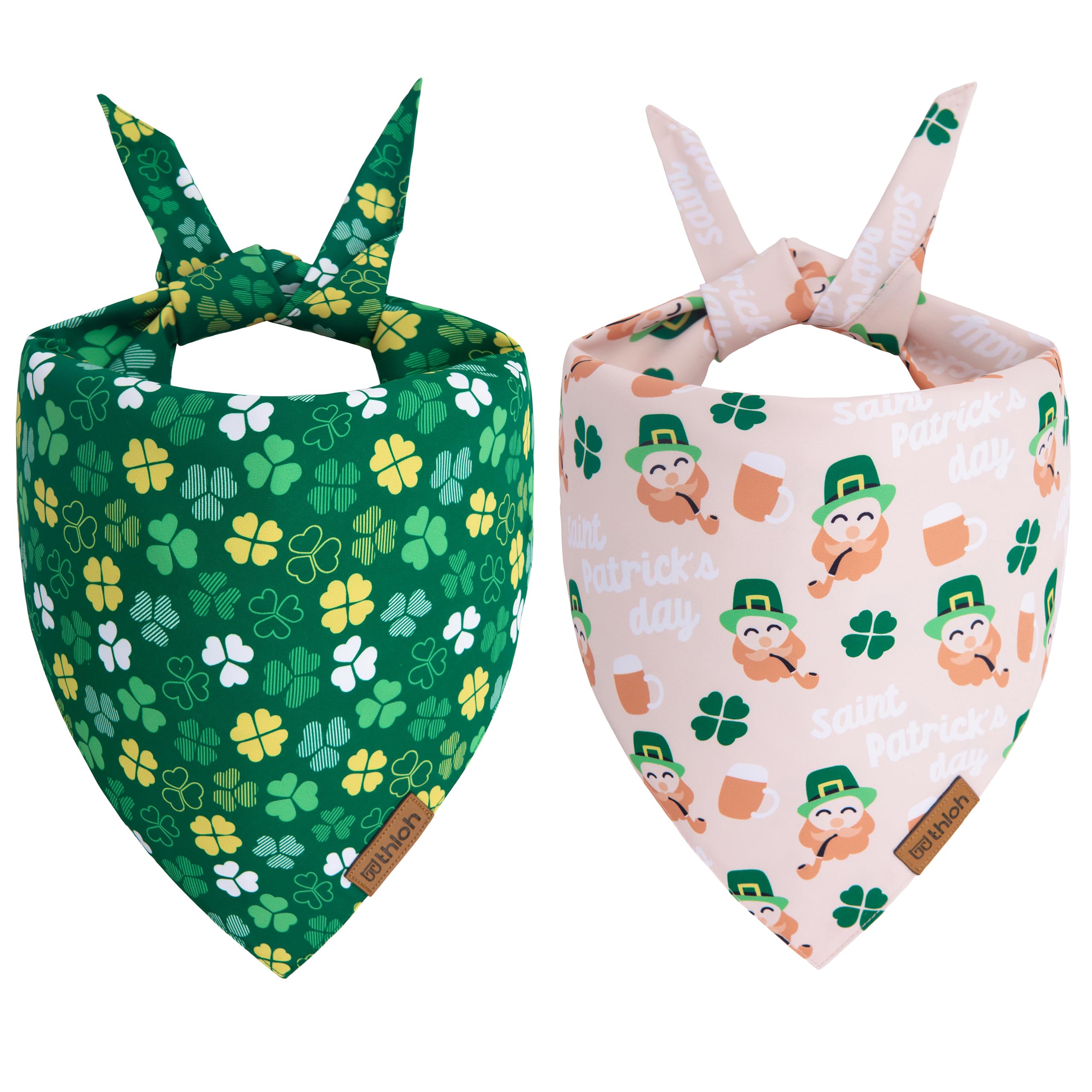 Thloh St. Patrick'S Day Dog Bandana - 2 Pack Triangle Shamrock Dog Bandanas For Boys & Girls, Reversible Leprechaun Pet Scarf, P