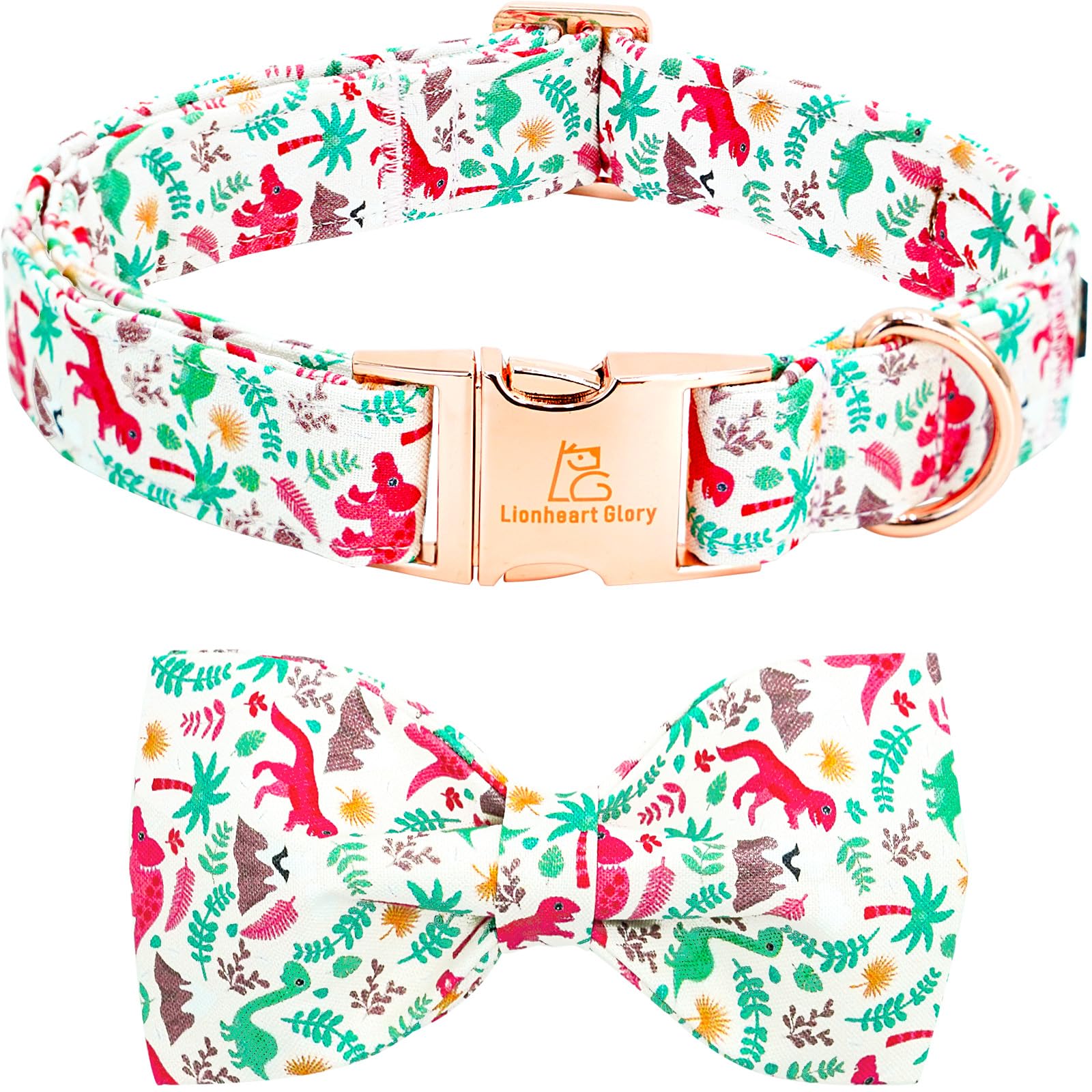 Lionheart Glory Dog Collar, Cute Dog Bow Collar Boy Girl Dog Collars With Bow Adjustable Dinosaur Bowtie Collar For Small Dogs P