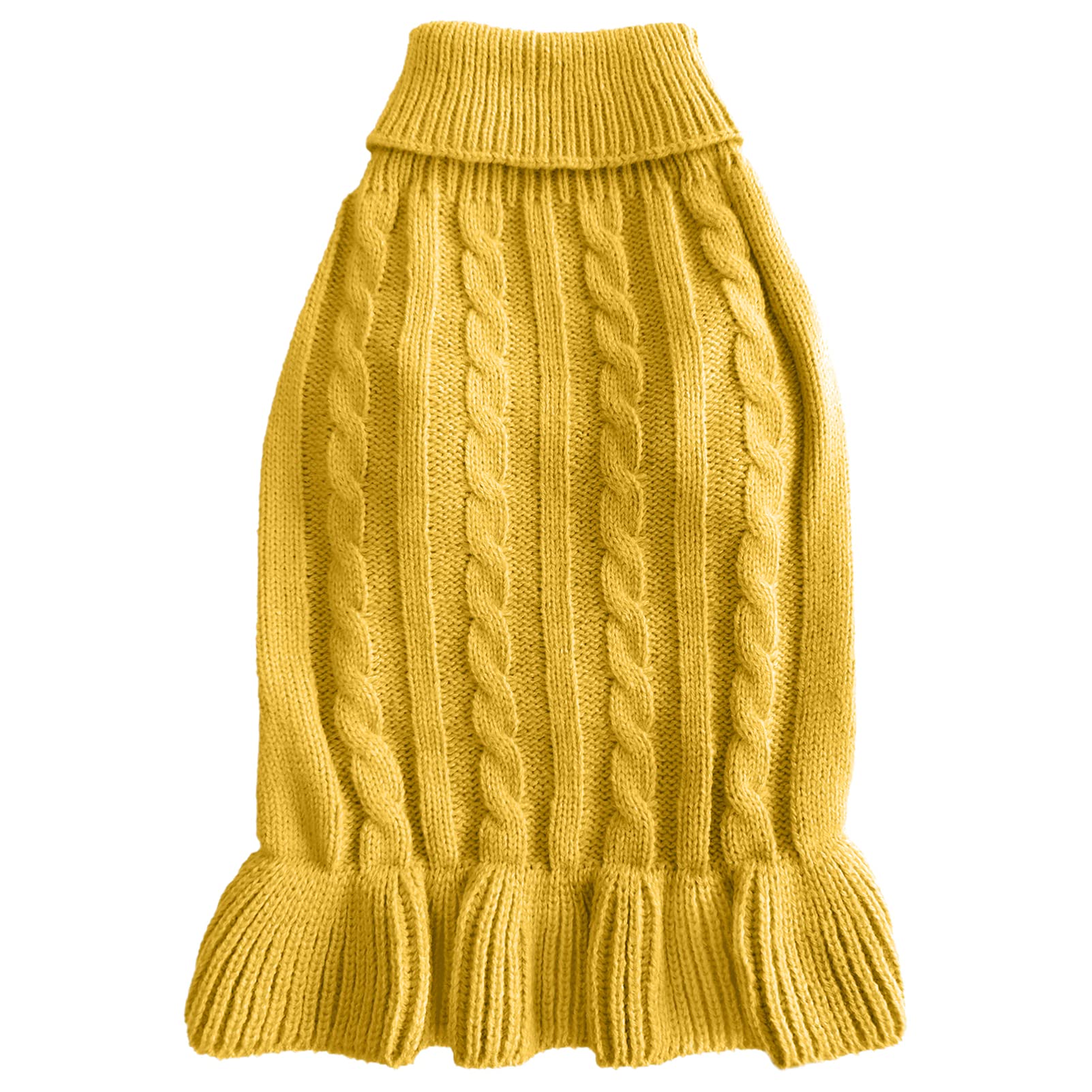 Chborchicen Small Dog Sweaters Knitted Pet Cat Warm Dog Sweatshirt Winter Clothes Kitten Puppy Sweater (Xs, Dress-Yellow)