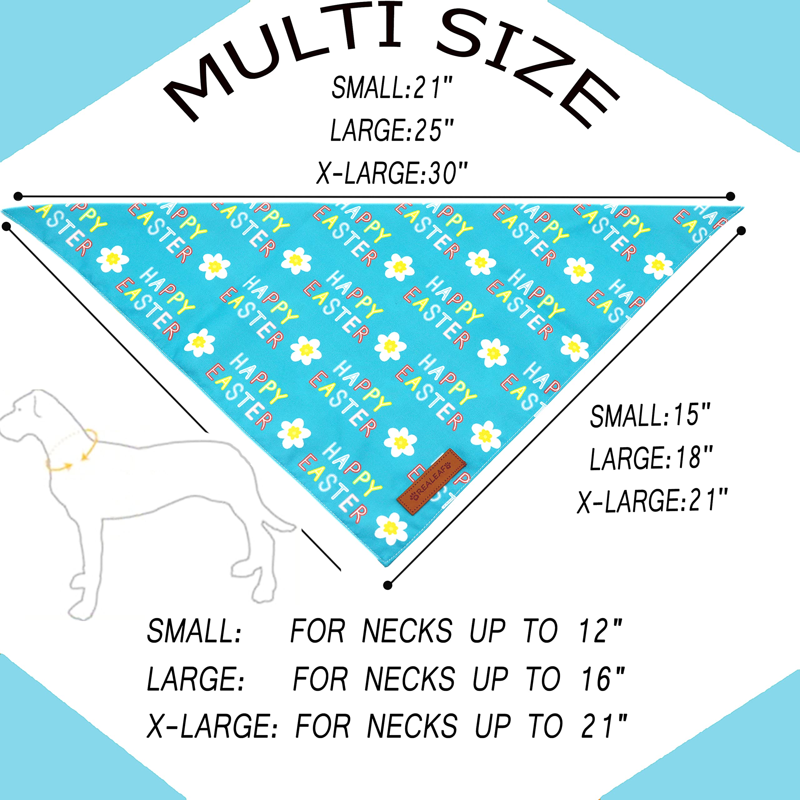 Realeaf Happy Easter Dog Bandanas 2 Pack, Reversible Pet Scarf For Boy And Girl, Premium Durable Fabric, Holiday Bandana For Small Medium Large And Extra Large Dogs (Large)