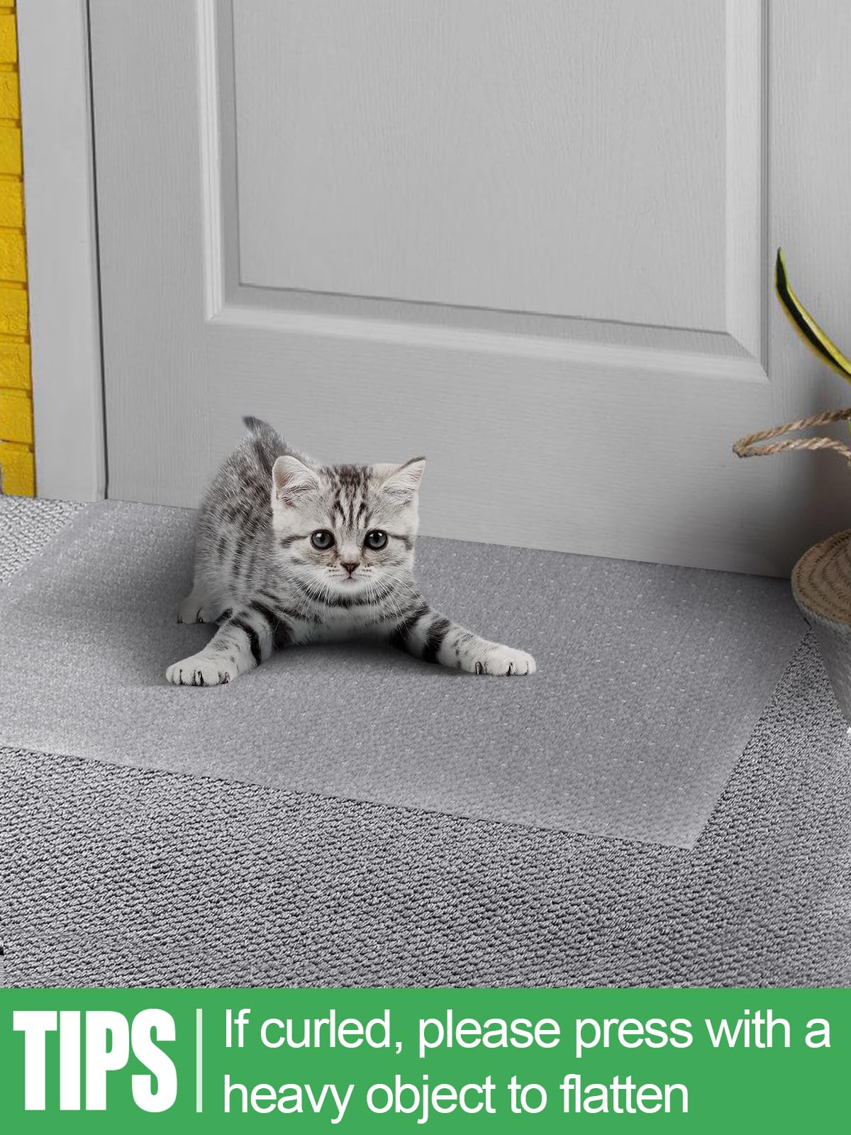 3.9Ft(L) Carpet Protector For Pets - Anti-Slip Cat Carpet Protector, Scratch Resistant Pets Scratch Stopper, Easy To Cut Floor Runner Under Doorway To Prevent Tearing For Cat Owner Gifts
